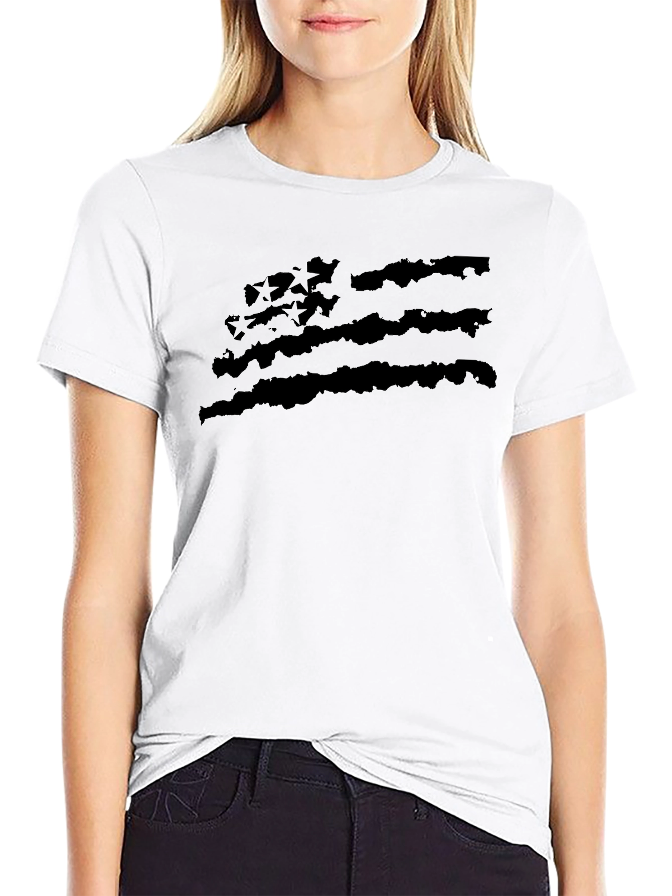 Distressed American Flag Black T-Shirt