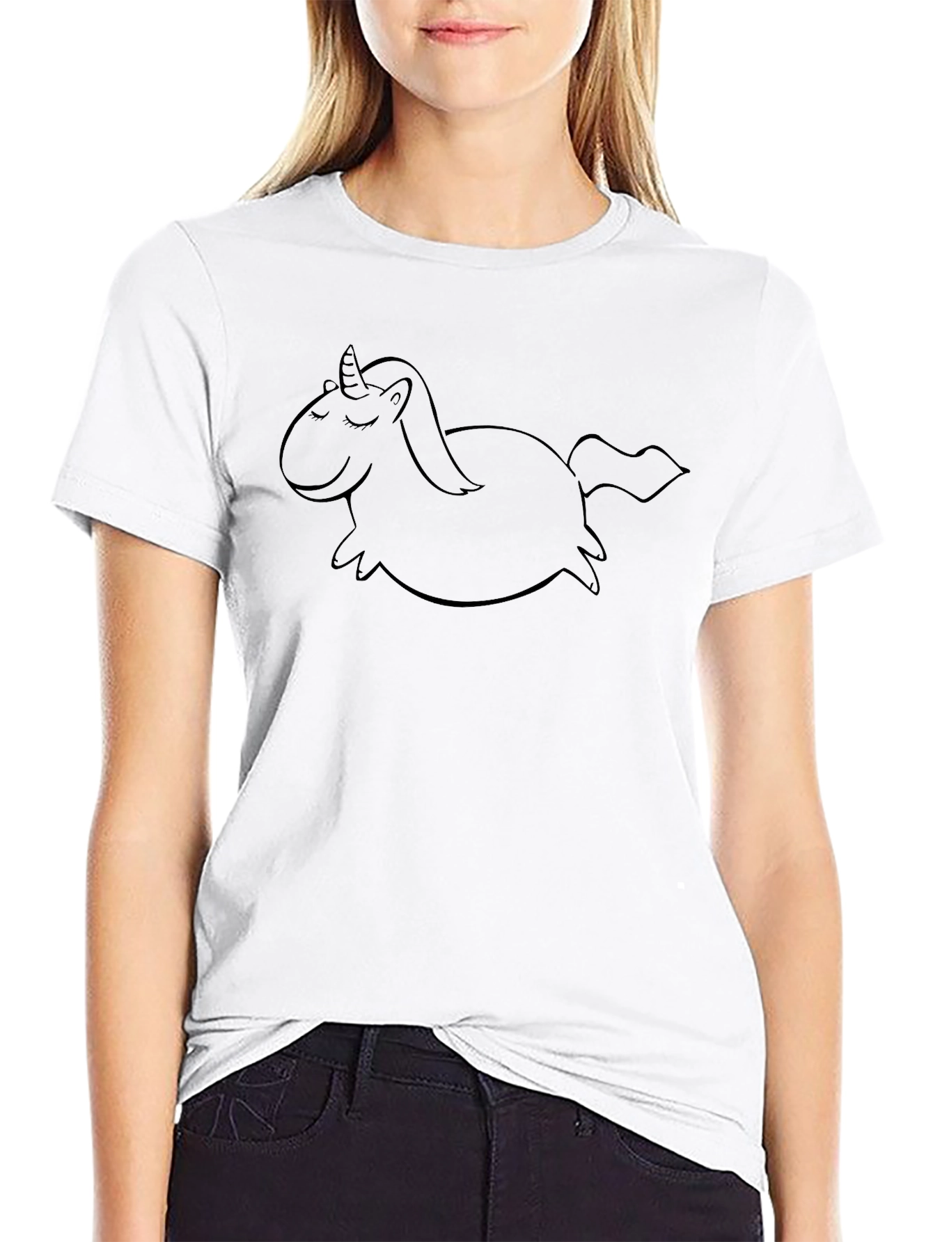 Mens Black T-Shirt with Unicorn Graphic