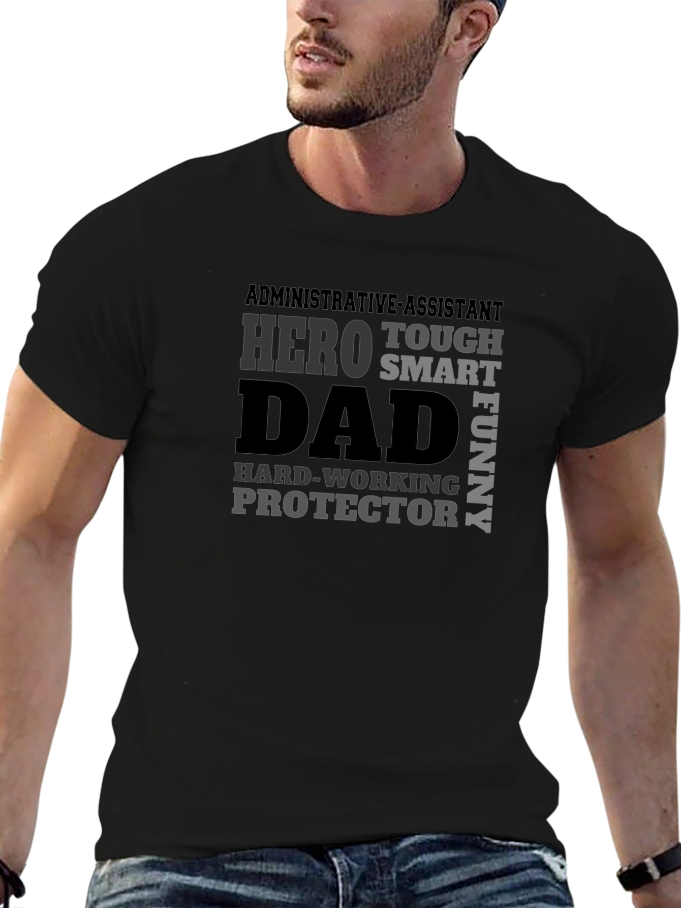 Dad Hero Graphic Print Black T-Shirt