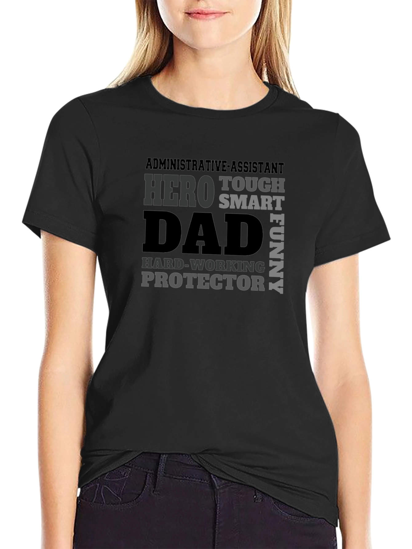 Dad Hero Graphic Print Black T-Shirt