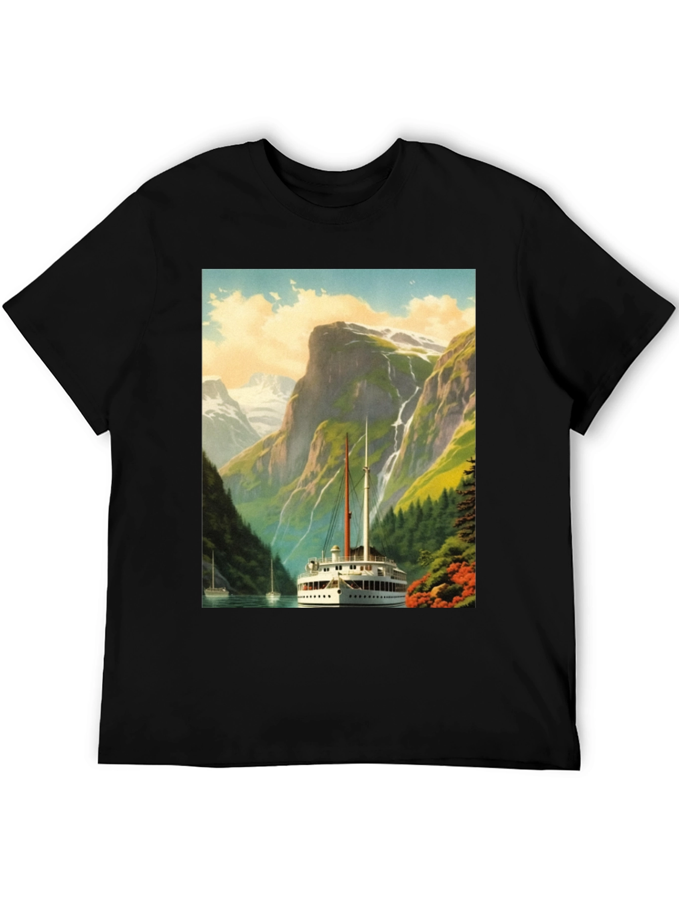 Scenic Lake Boat T-Shirt