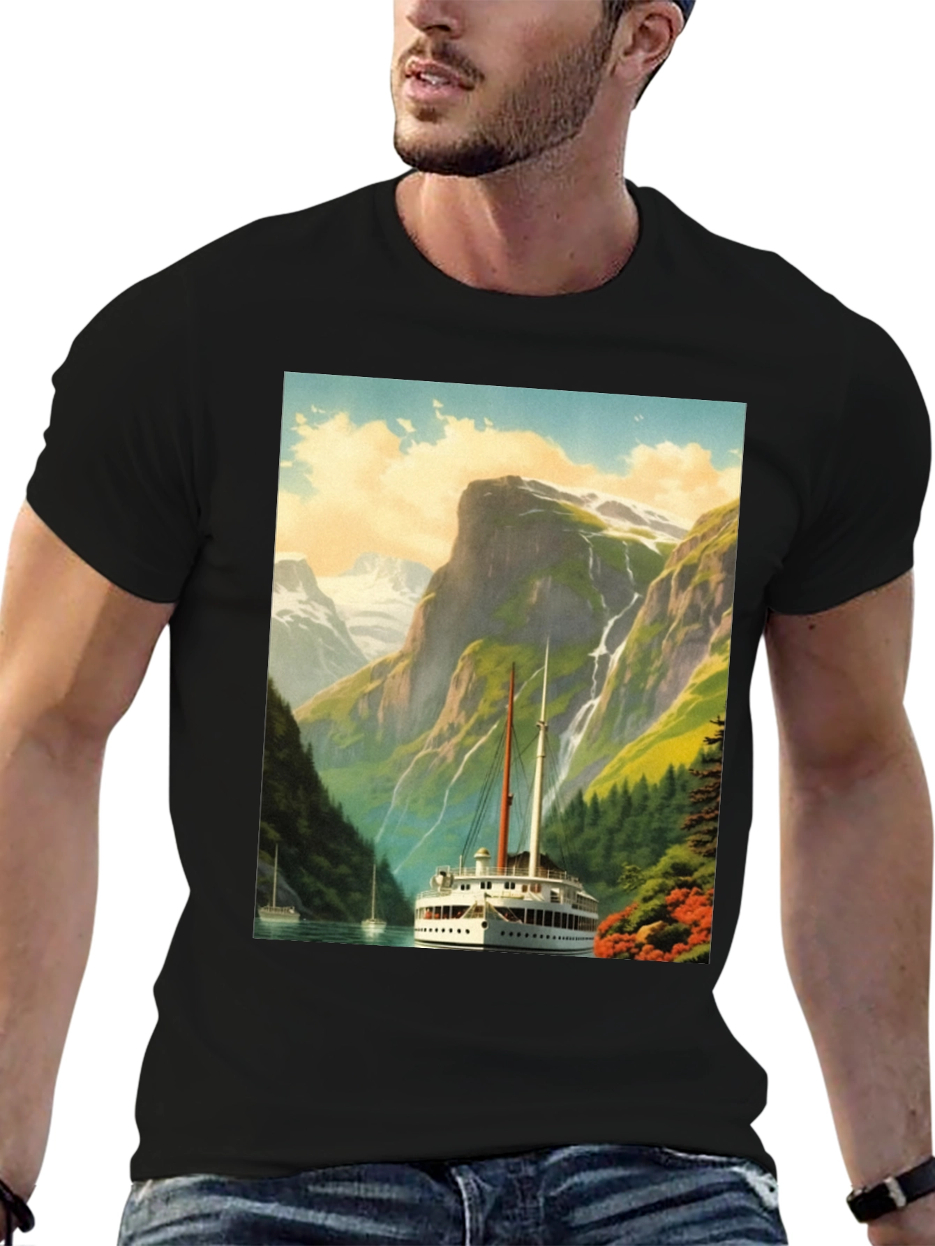 Scenic Lake Boat T-Shirt