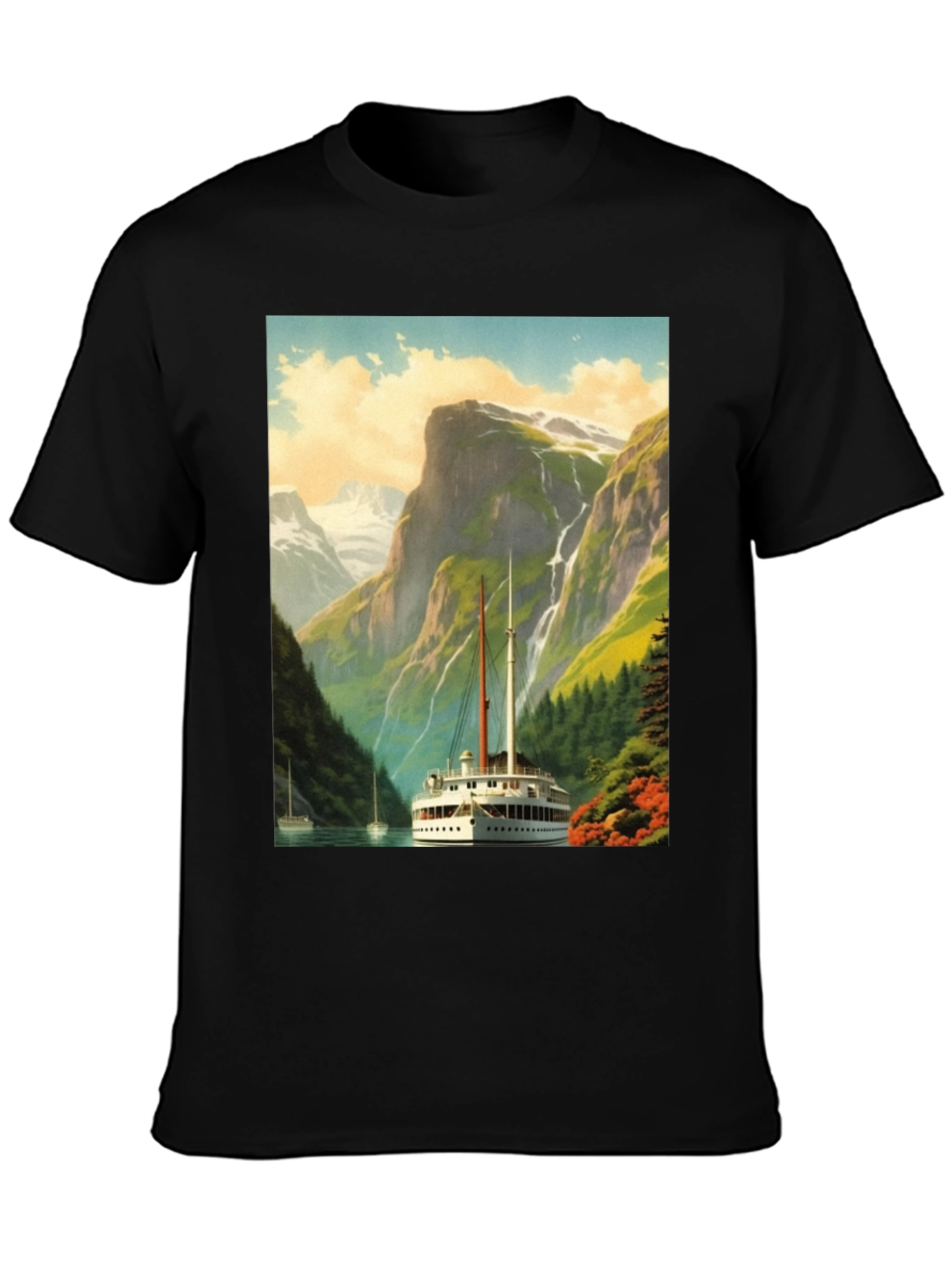 Scenic Lake Boat T-Shirt