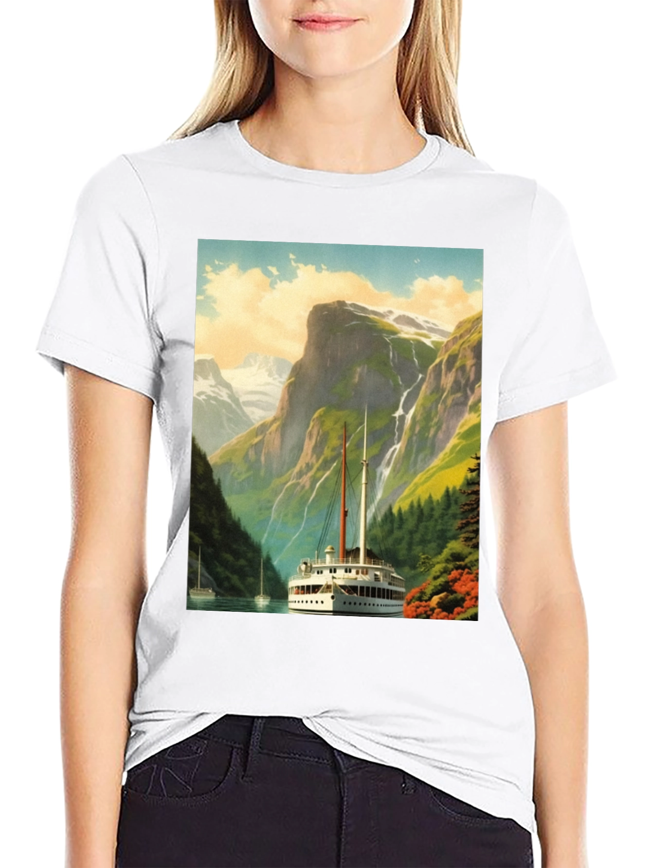 Scenic Lake Boat T-Shirt