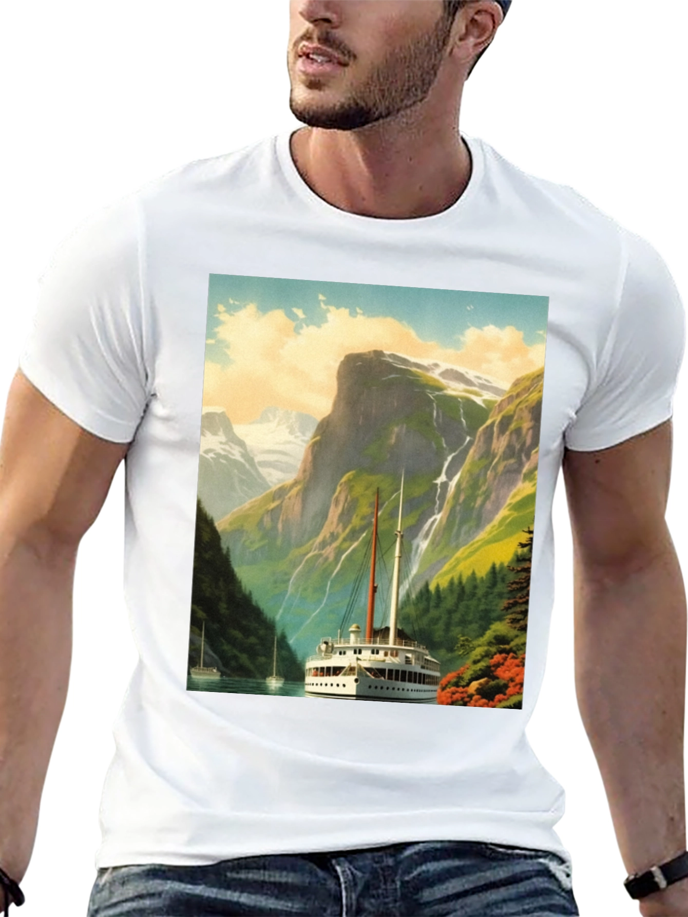 Scenic Lake Boat T-Shirt