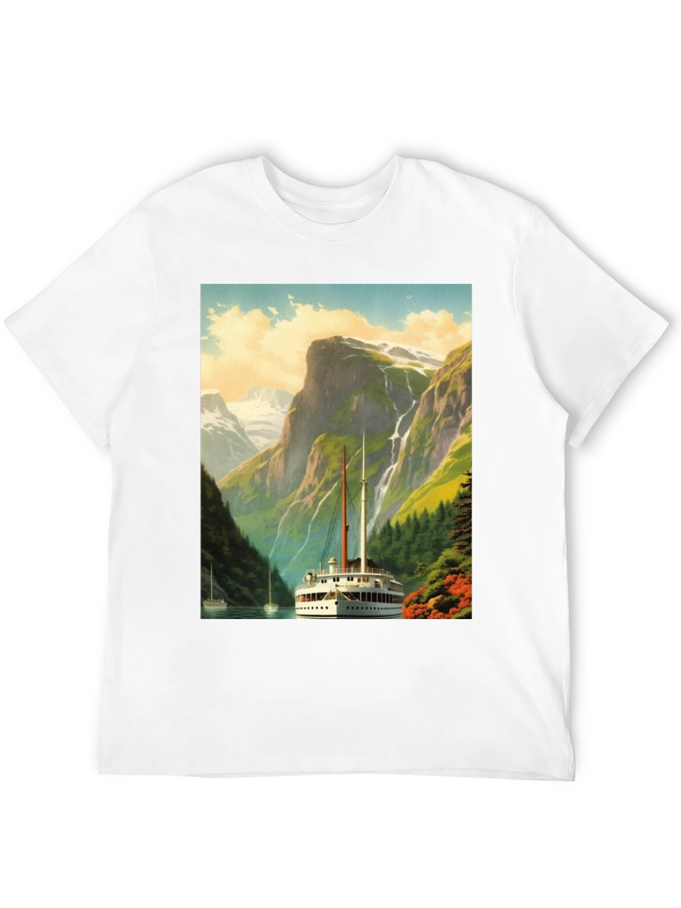 Scenic Lake Boat T-Shirt