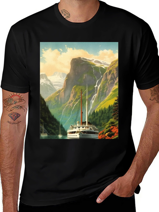 Scenic Lake Boat T-Shirt