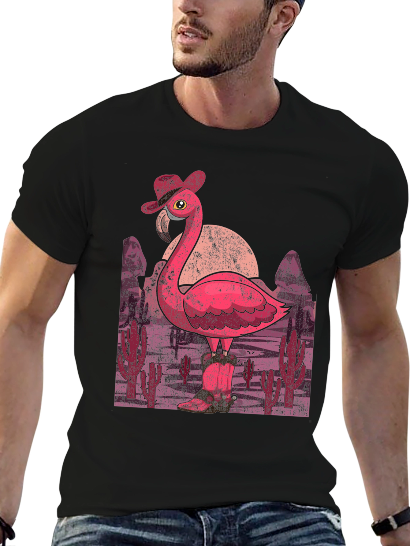 Cowboy Flamingo Graphic Tee