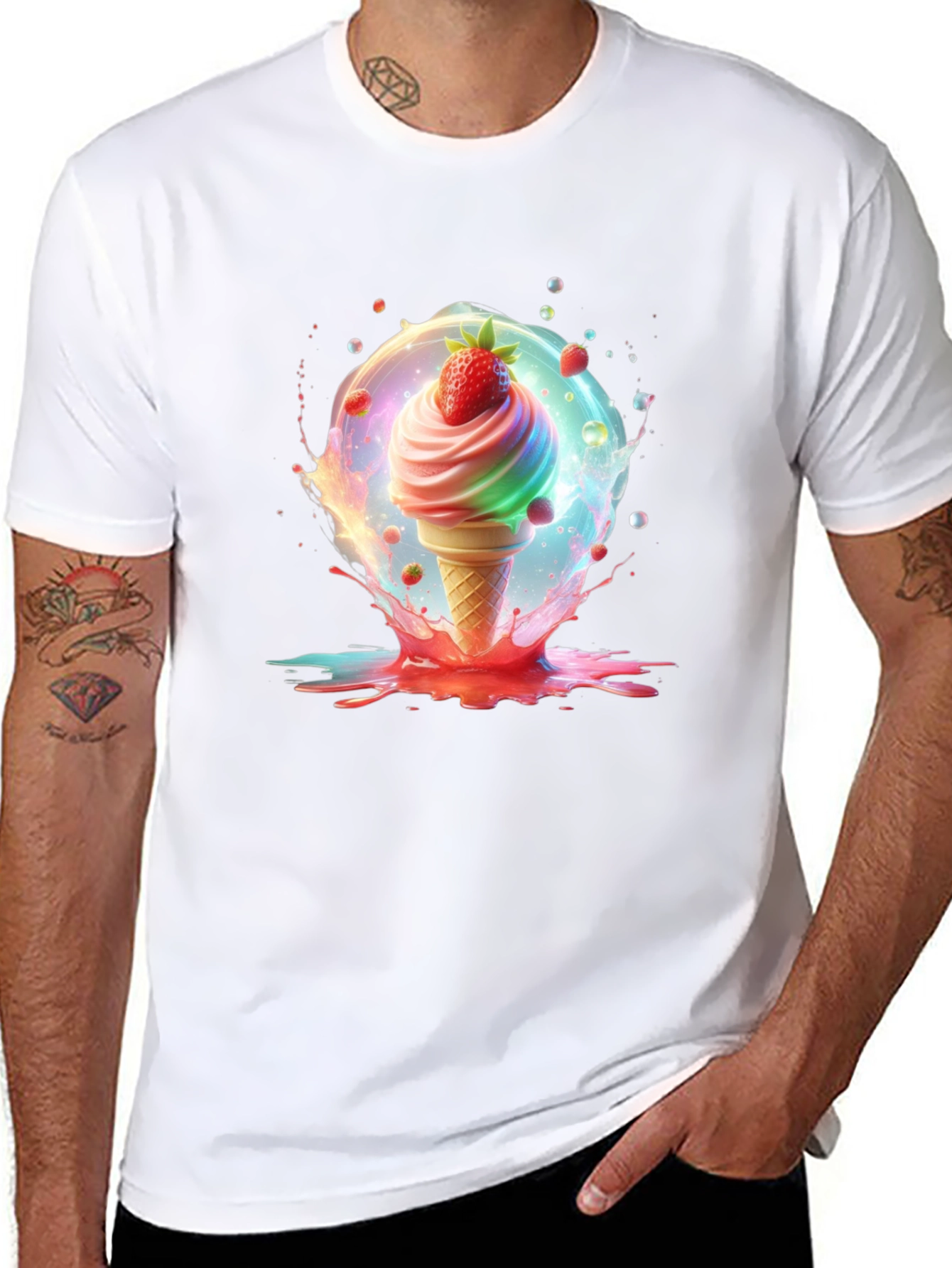 Fun Ice Cream Cone Graphic Tee - Black T-Shirt