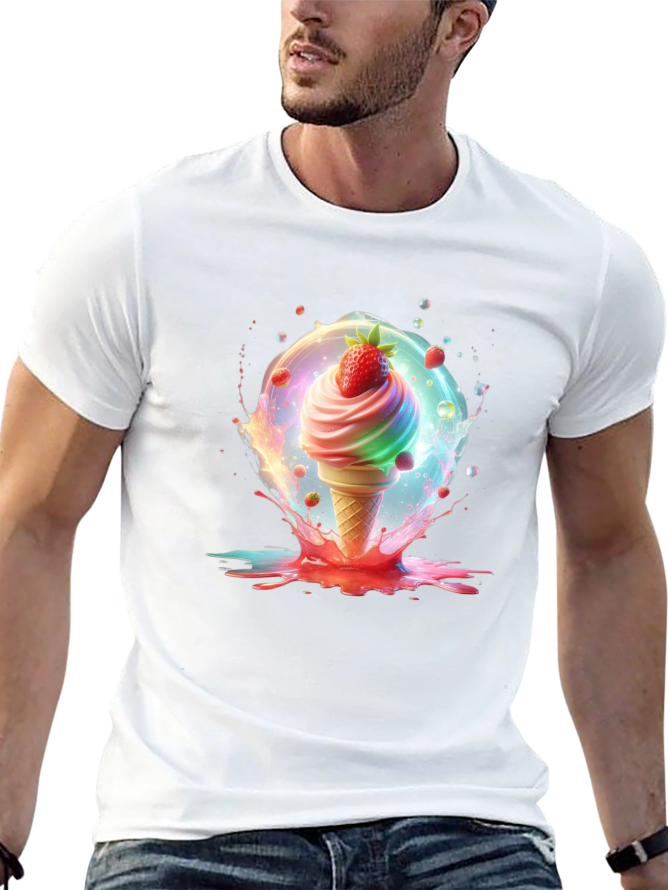Fun Ice Cream Cone Graphic Tee - Black T-Shirt
