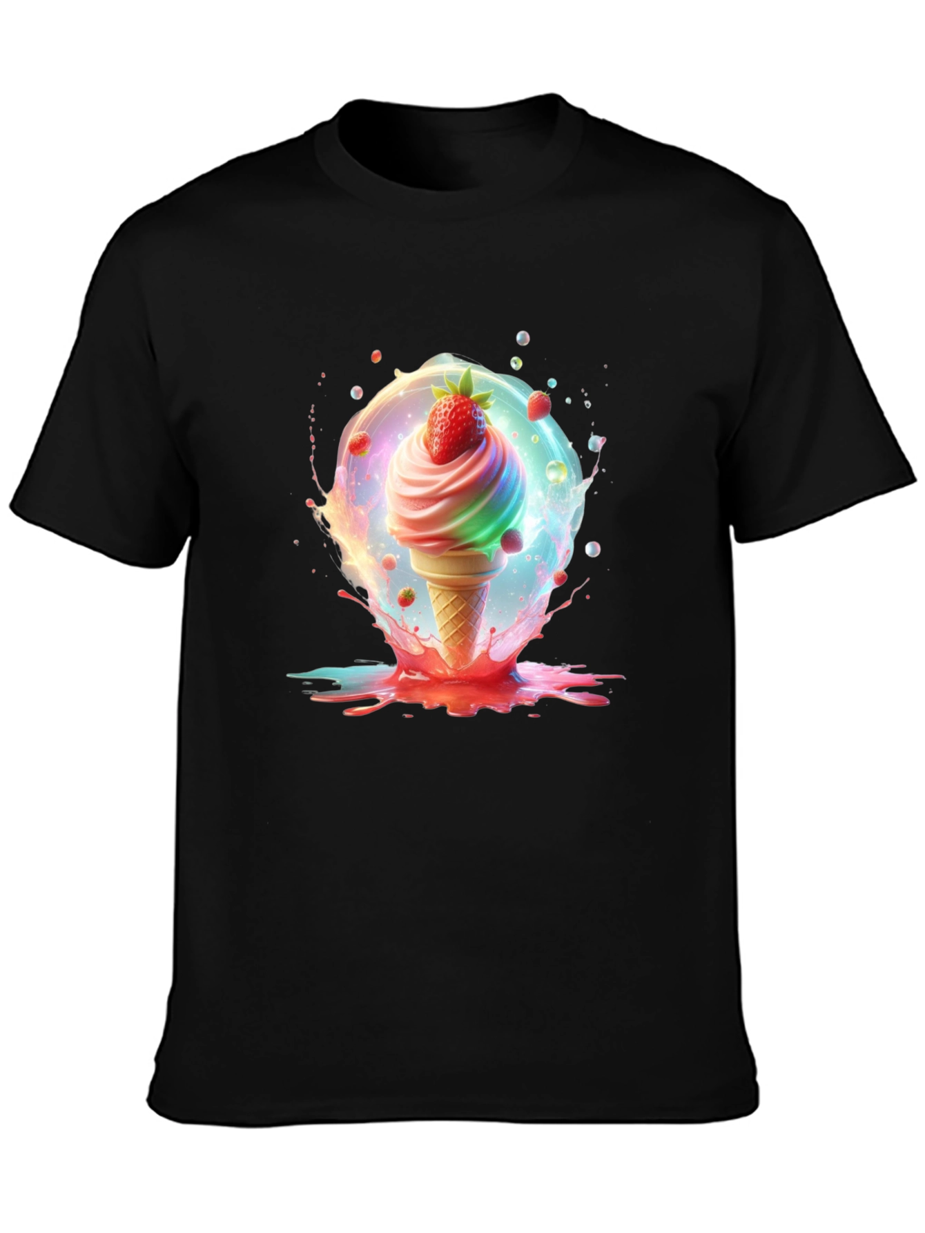 Fun Ice Cream Cone Graphic Tee - Black T-Shirt
