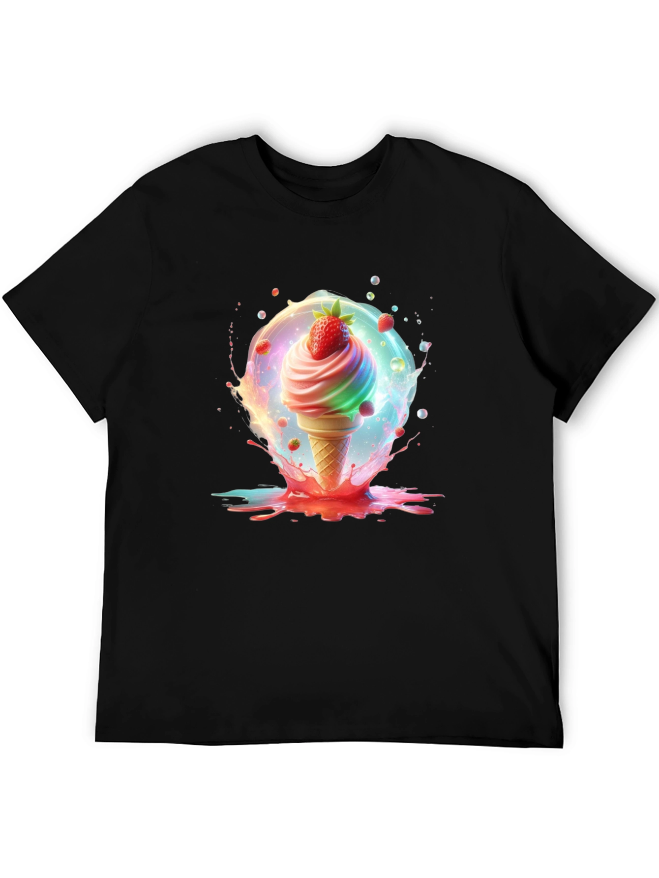 Fun Ice Cream Cone Graphic Tee - Black T-Shirt