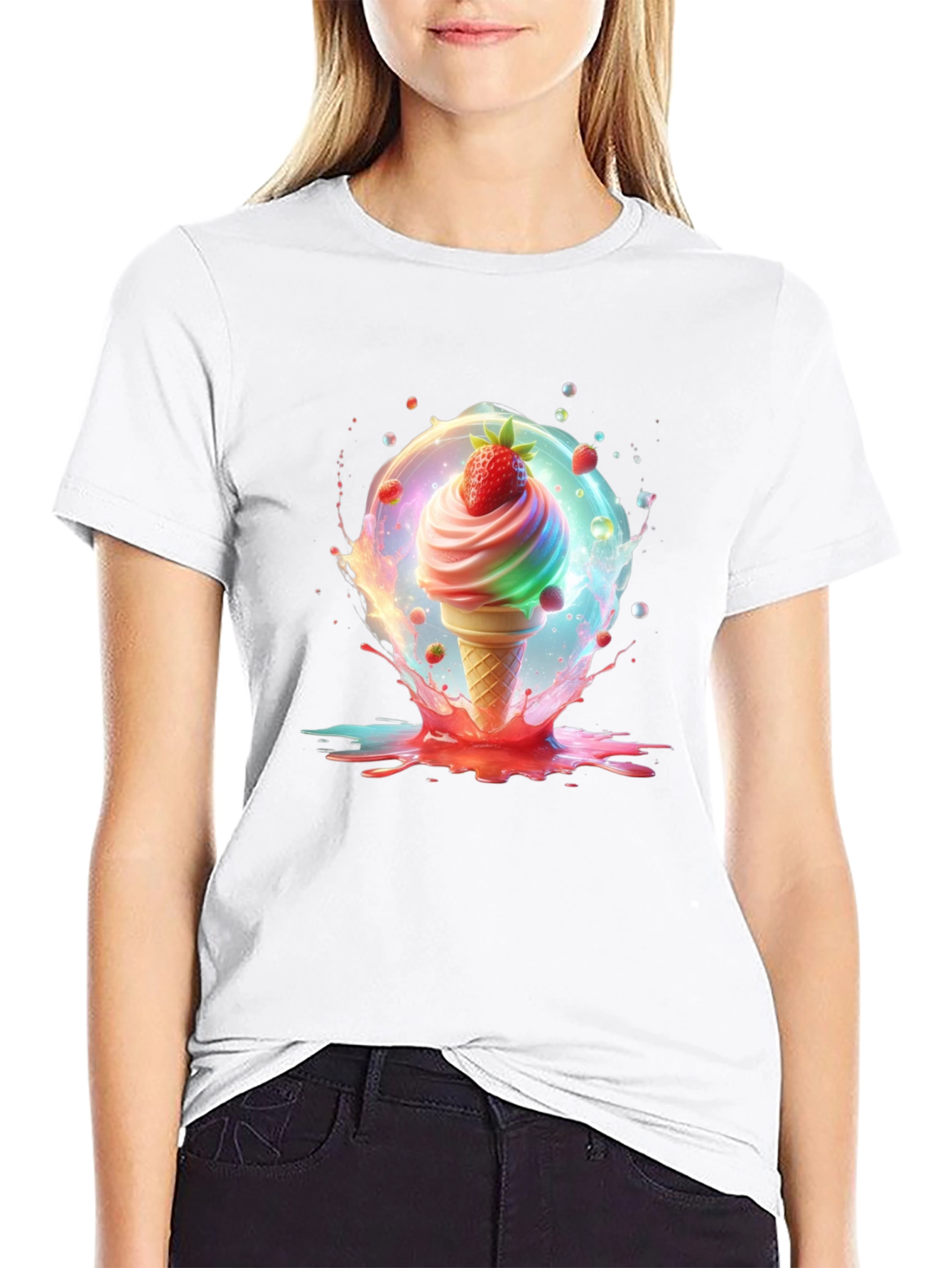 Fun Ice Cream Cone Graphic Tee - Black T-Shirt