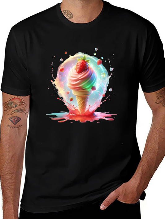 Fun Ice Cream Cone Graphic Tee - Black T-Shirt