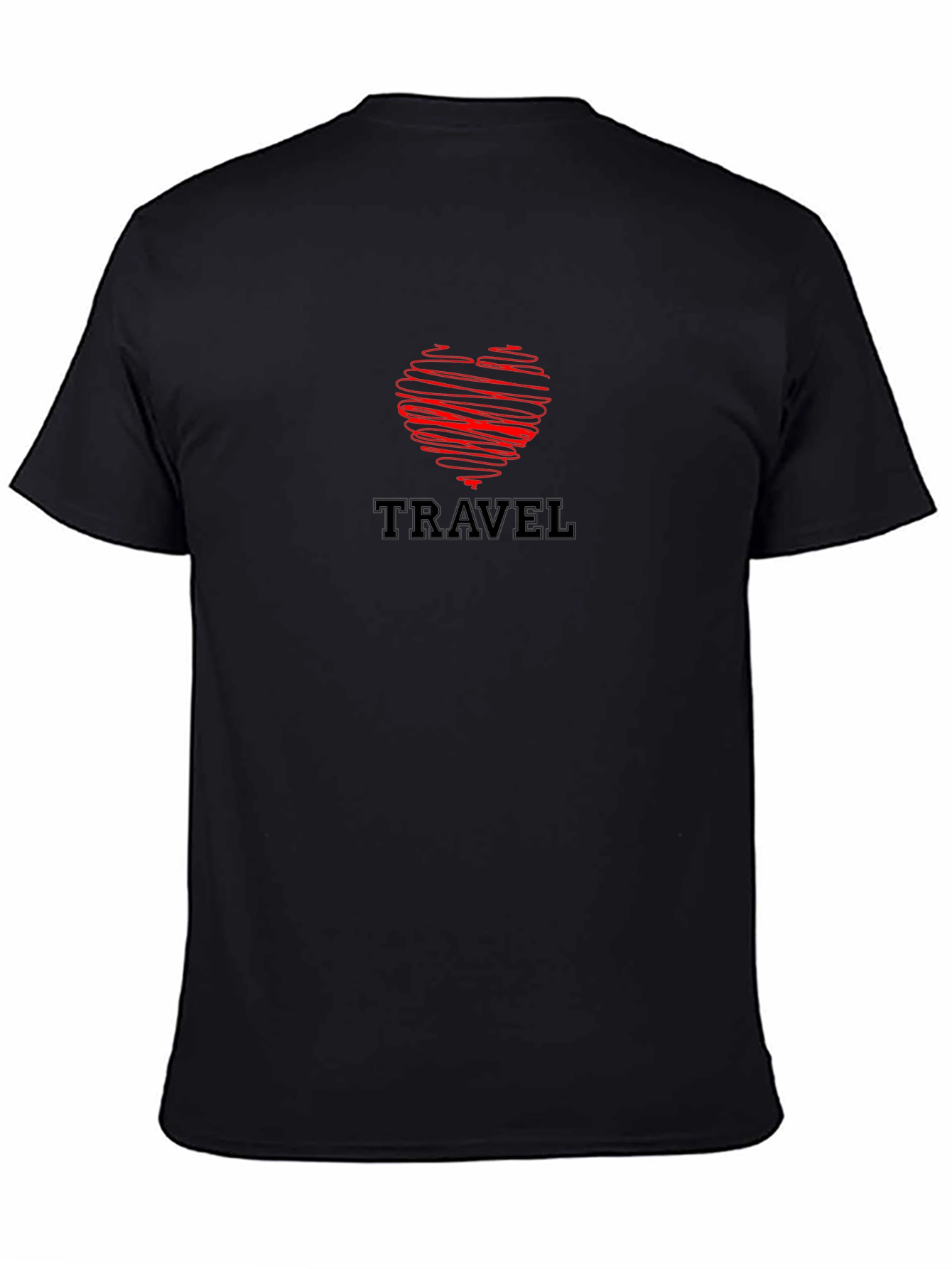 Travel Love Heart Black T-Shirt