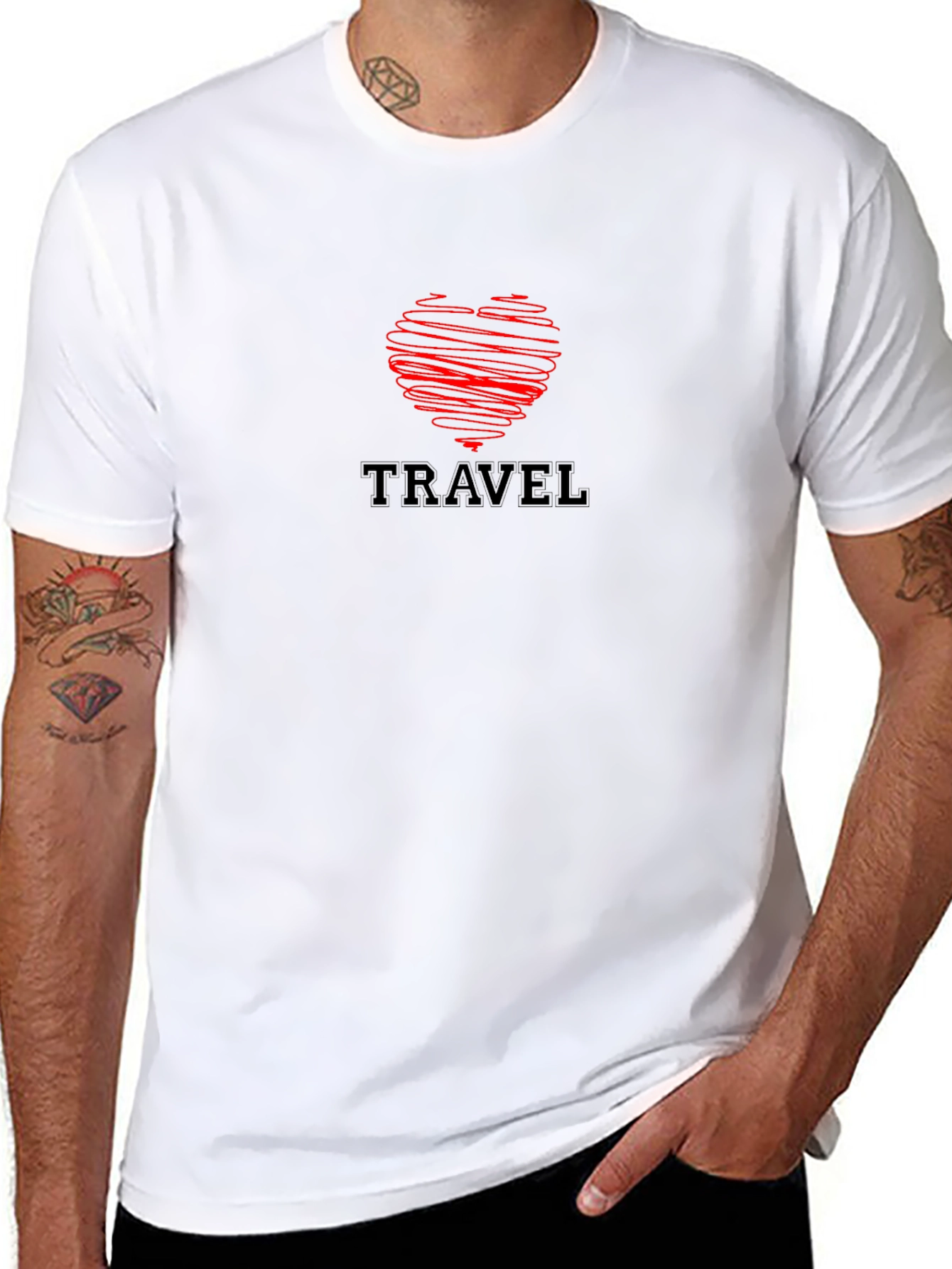 Travel Love Heart Black T-Shirt