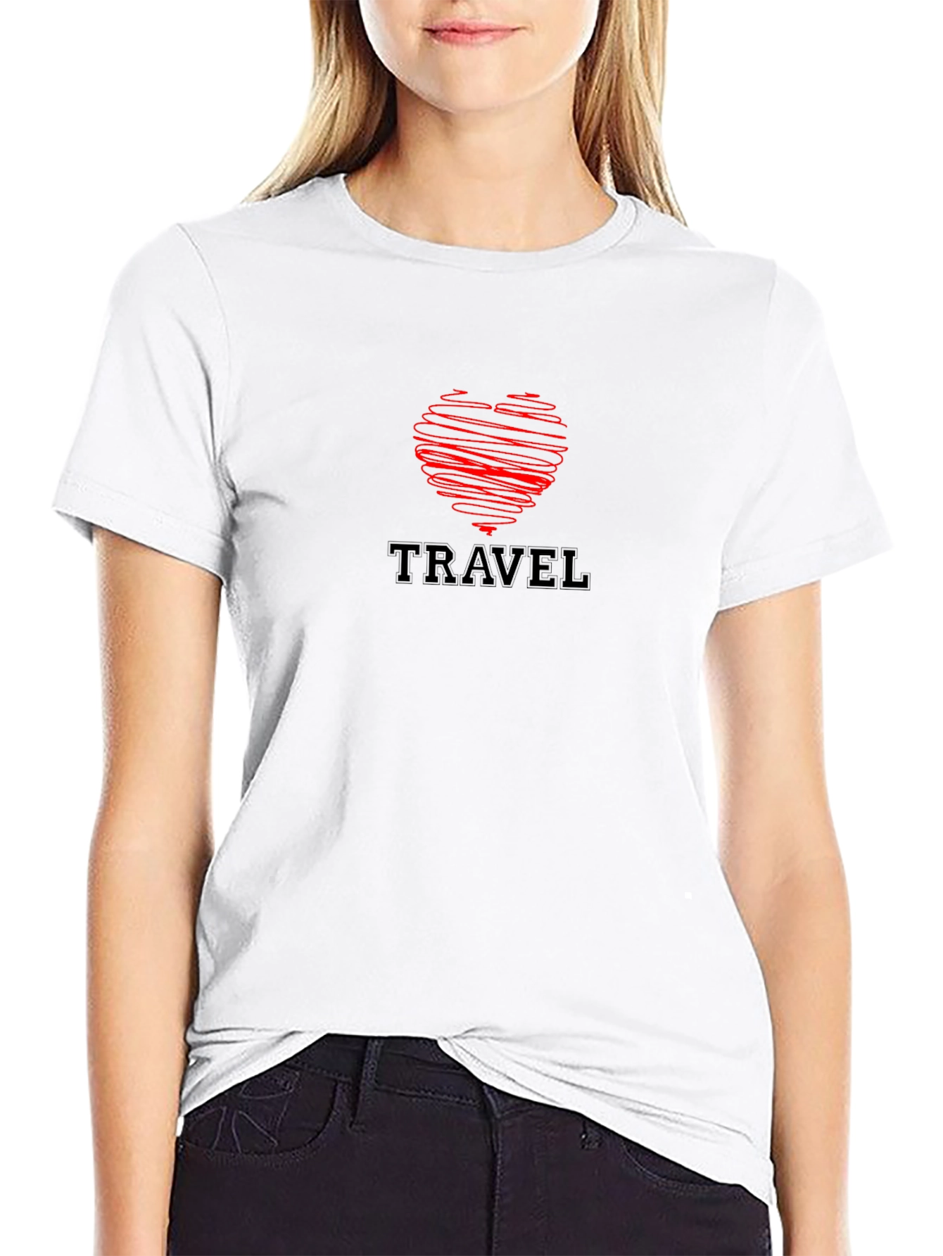 Travel Love Heart Black T-Shirt
