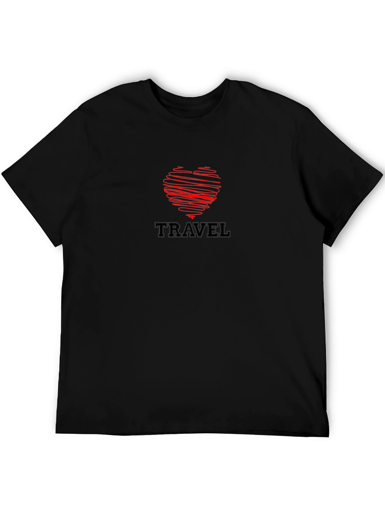 Travel Love Heart Black T-Shirt