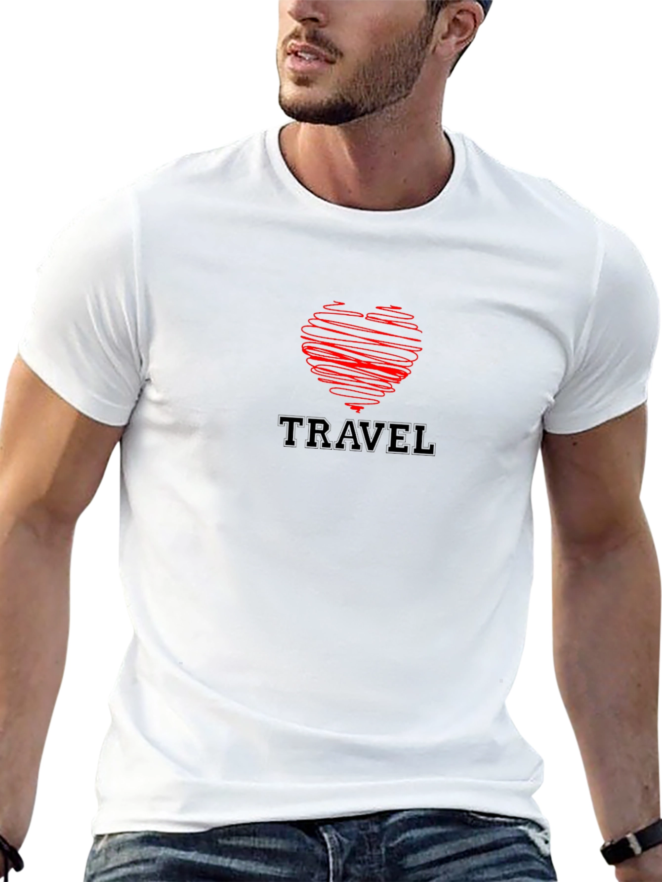 Travel Love Heart Black T-Shirt