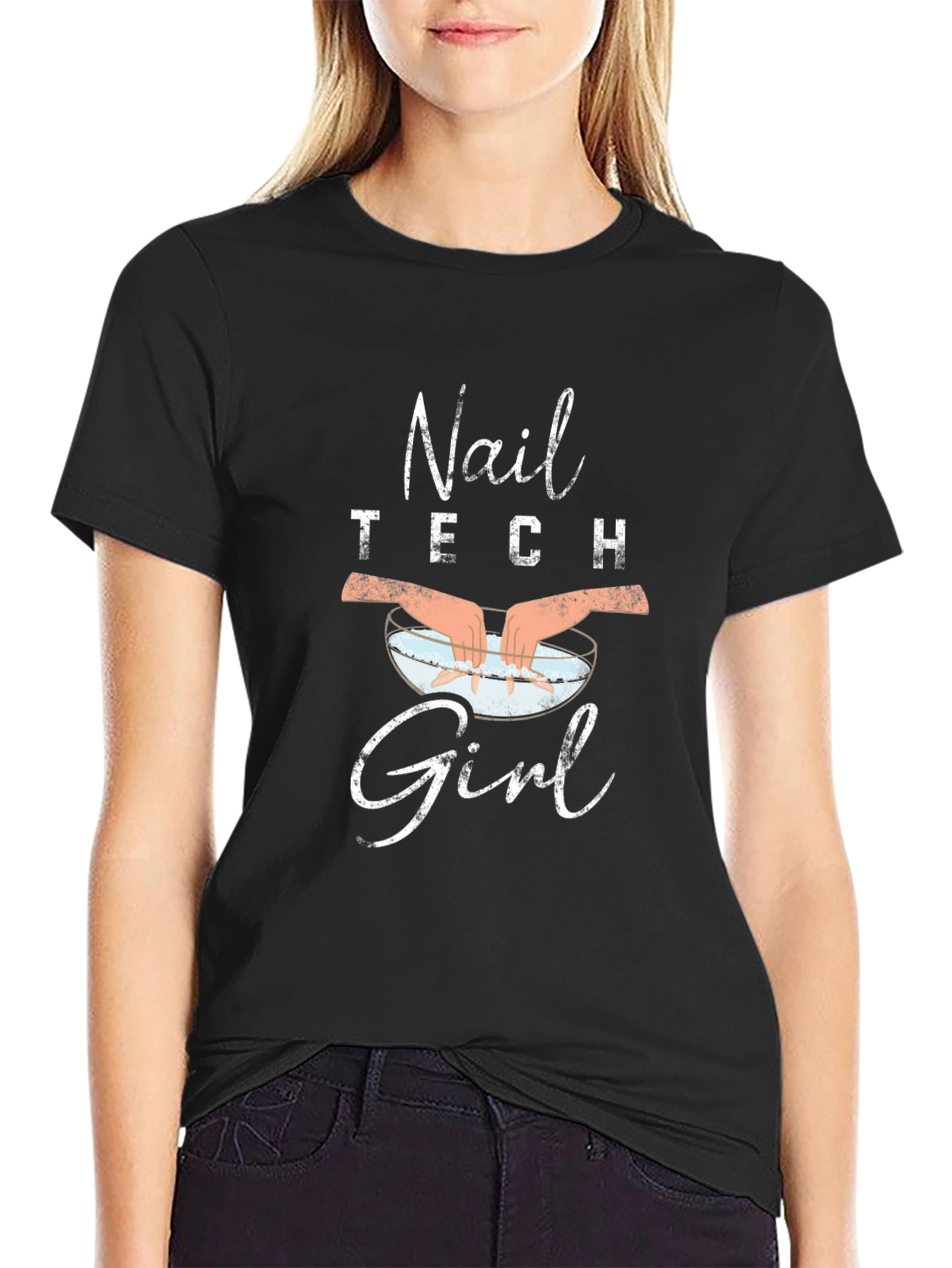 Nail Tech Girl Black T-Shirt - Salon Apparel