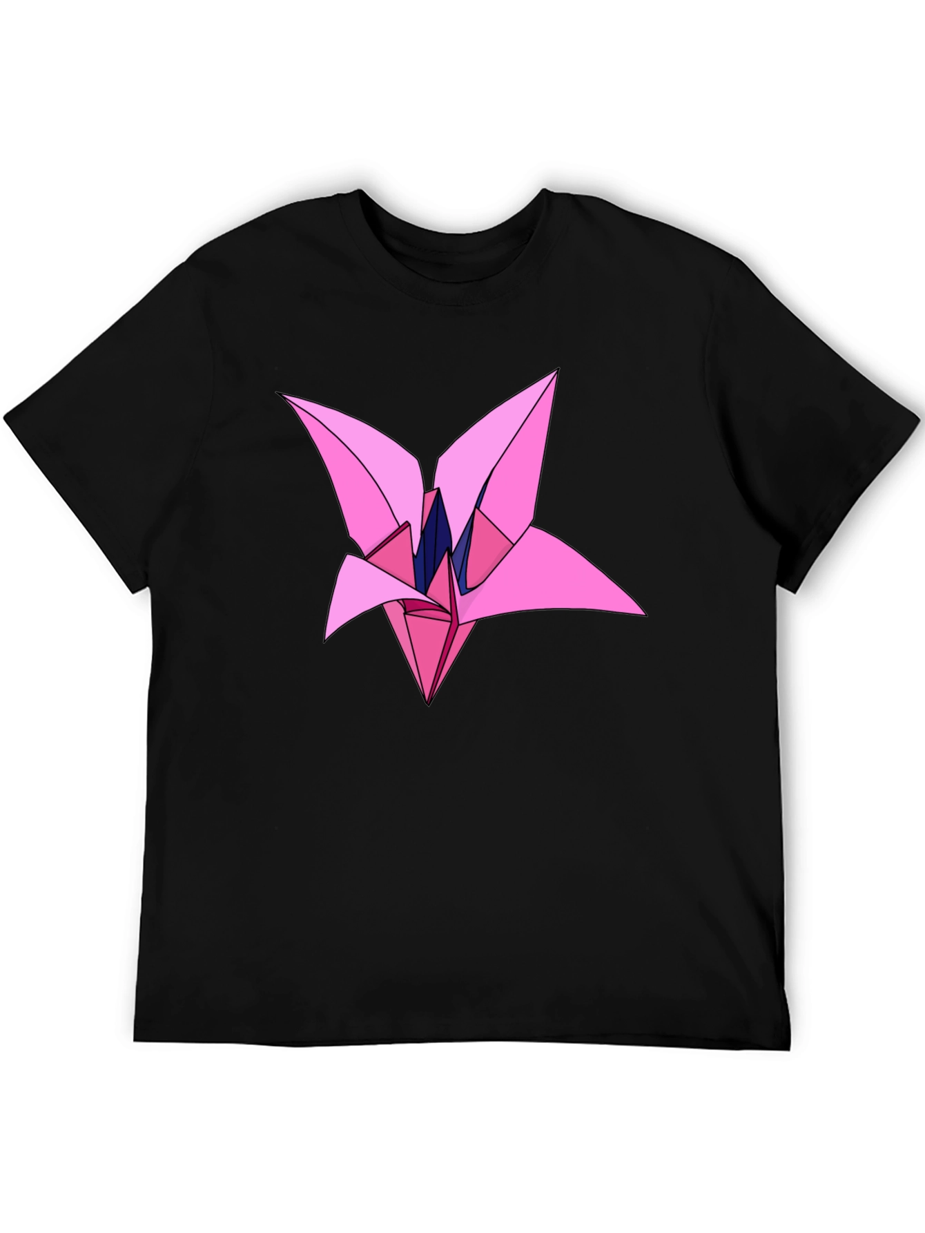Origami Flower Graphic Black T-Shirt