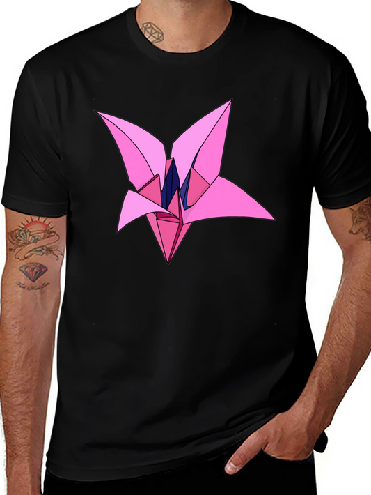 Origami Flower Graphic Black T-Shirt