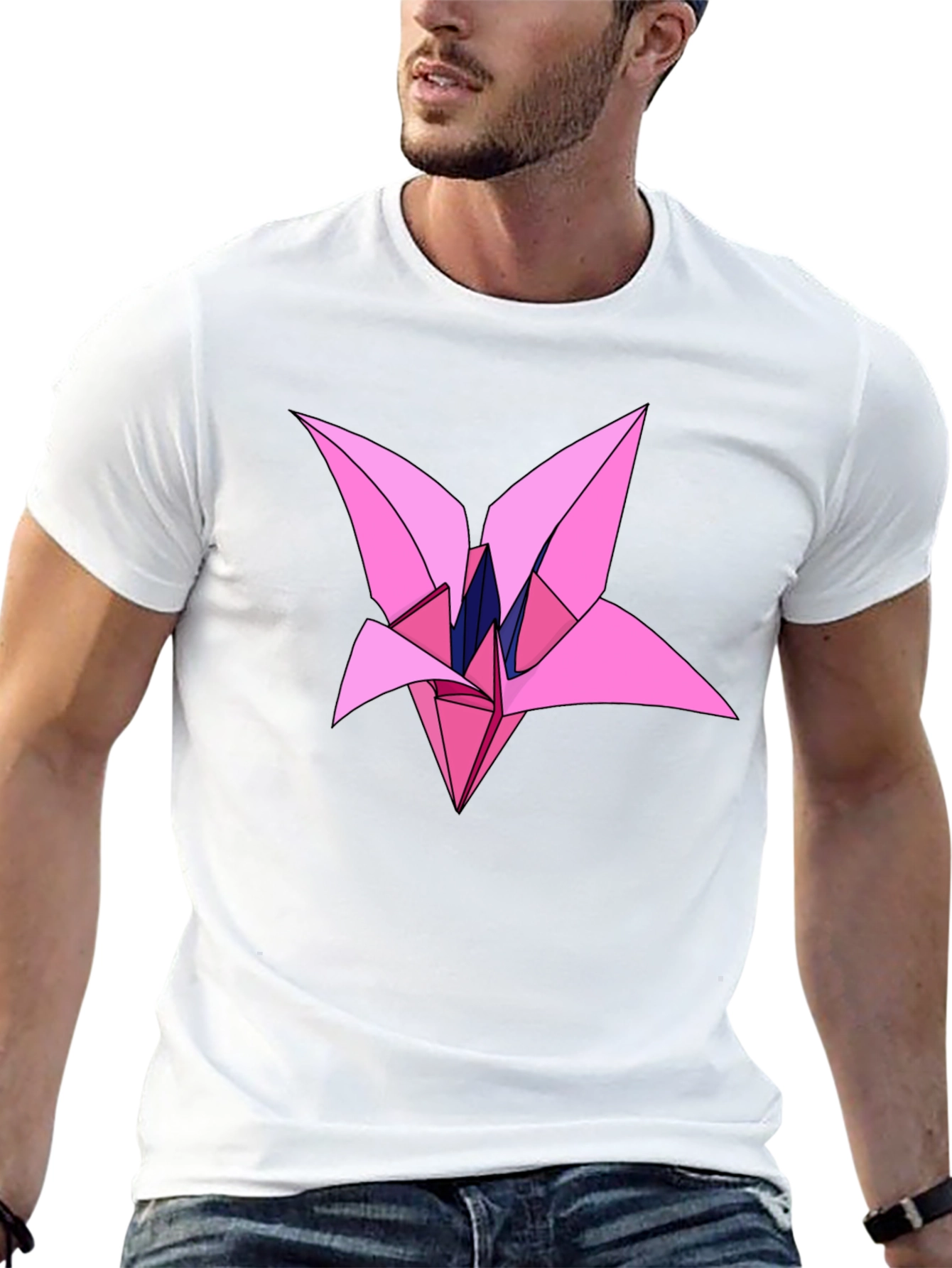Origami Flower Graphic Black T-Shirt