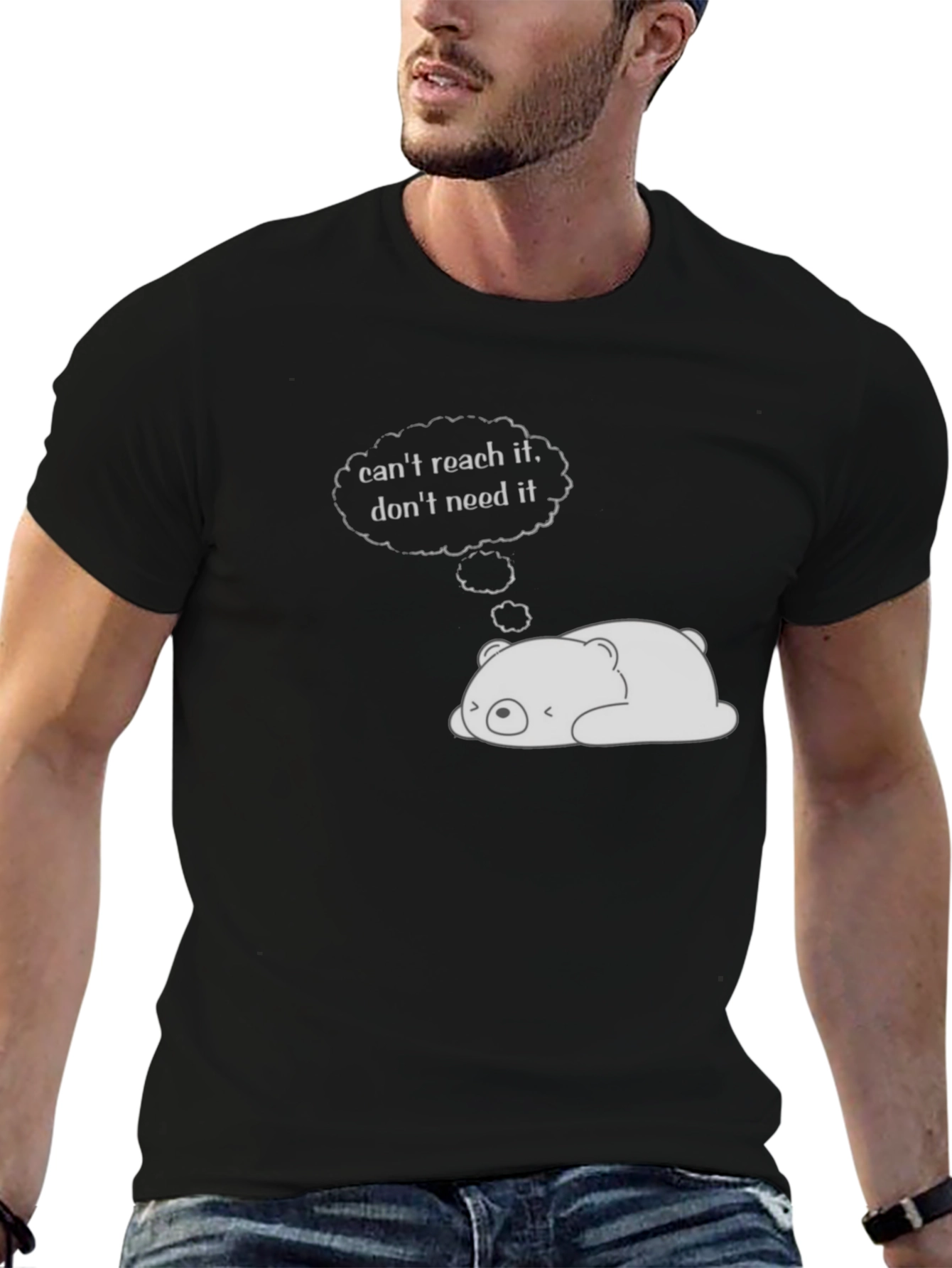 Lazy Bear Graphic Tee - Black Cotton Comfort