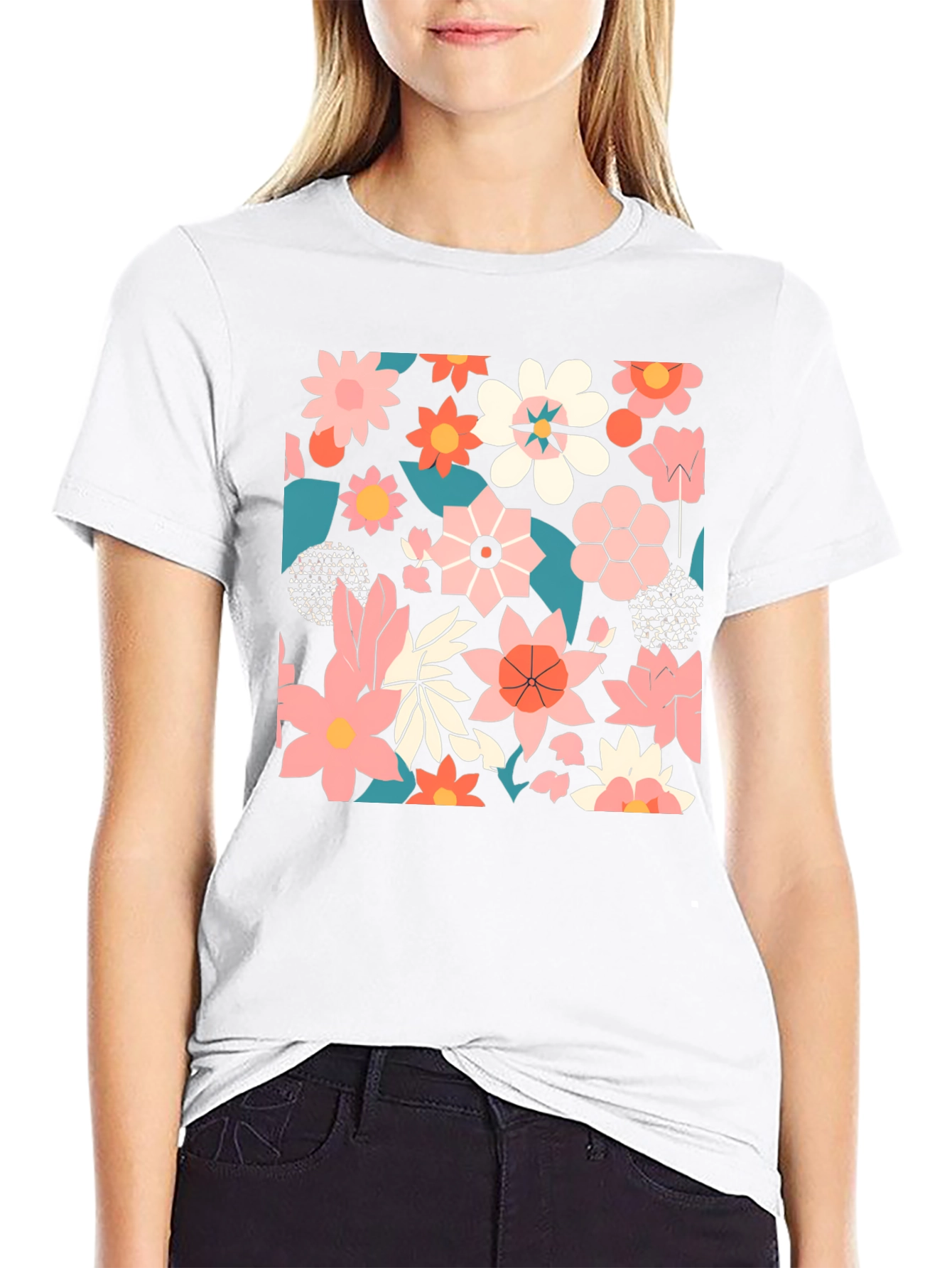 Floral Print Black T-Shirt