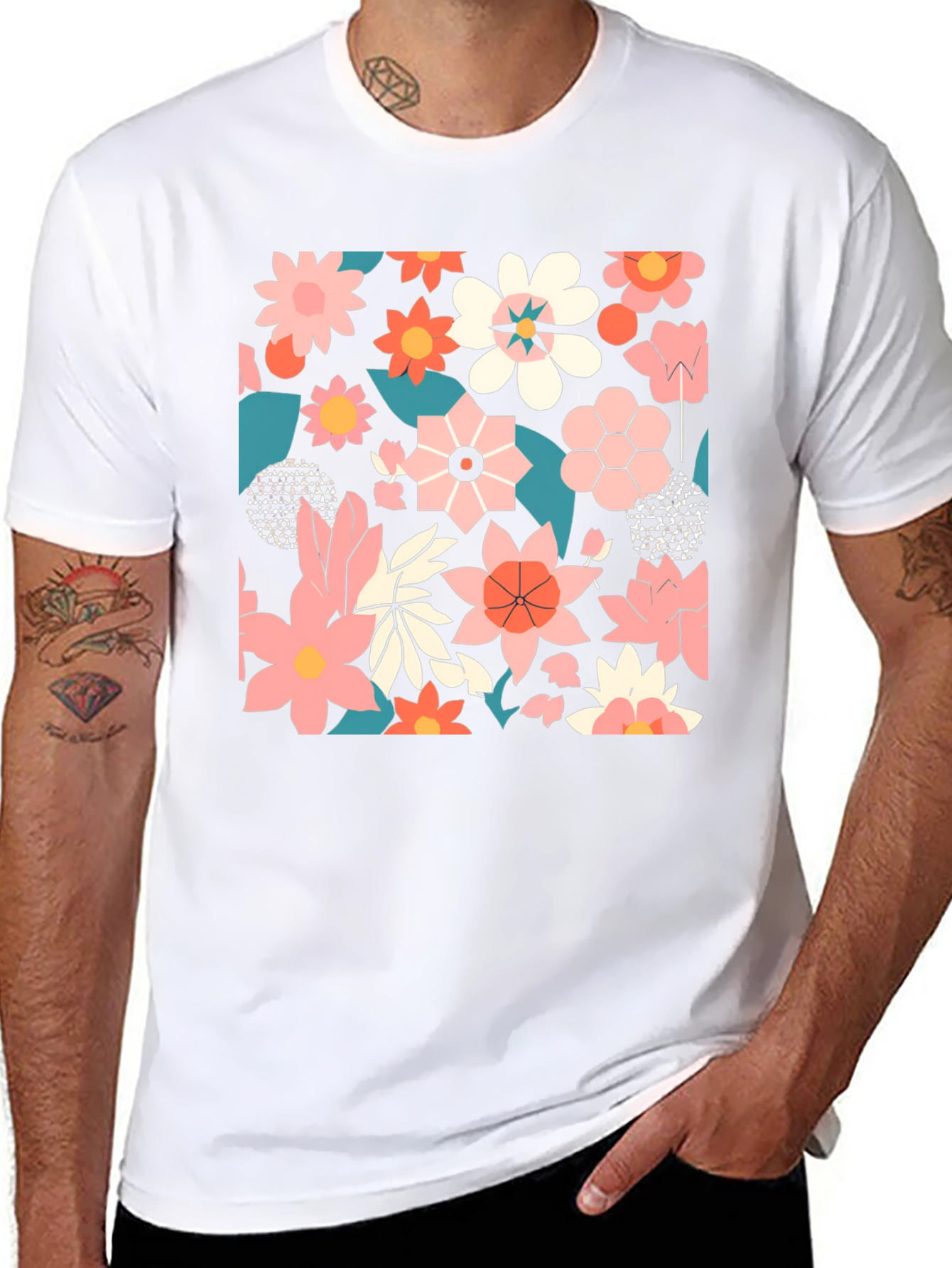 Floral Print Black T-Shirt