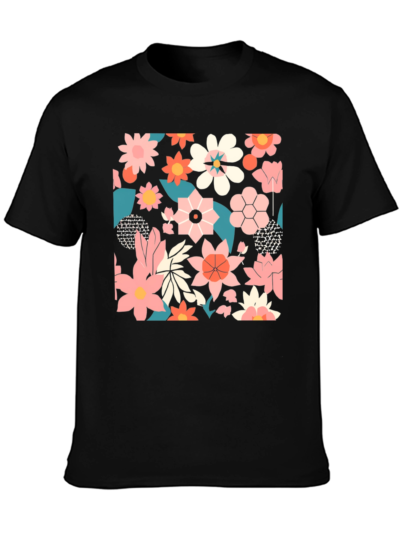 Floral Print Black T-Shirt