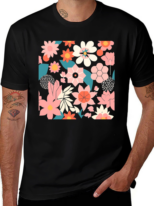 Floral Print Black T-Shirt