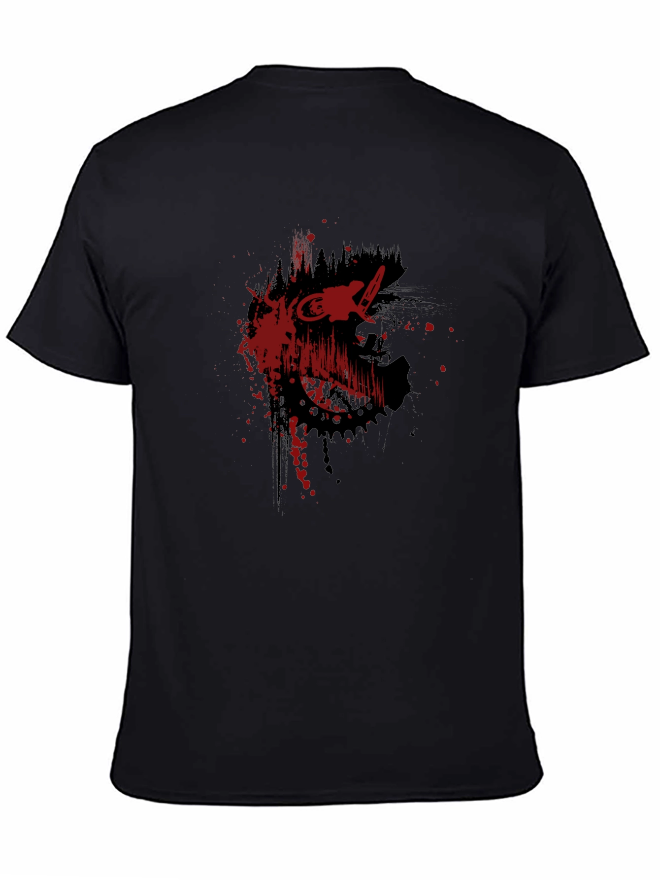 Edgy Black T-Shirt with Red Bike Graphic