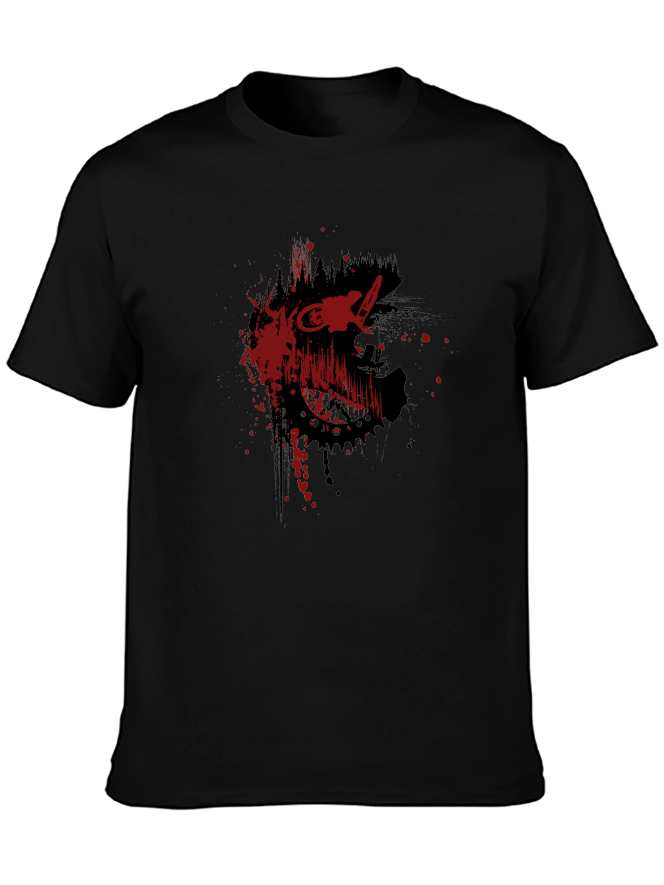 Edgy Black T-Shirt with Red Bike Graphic