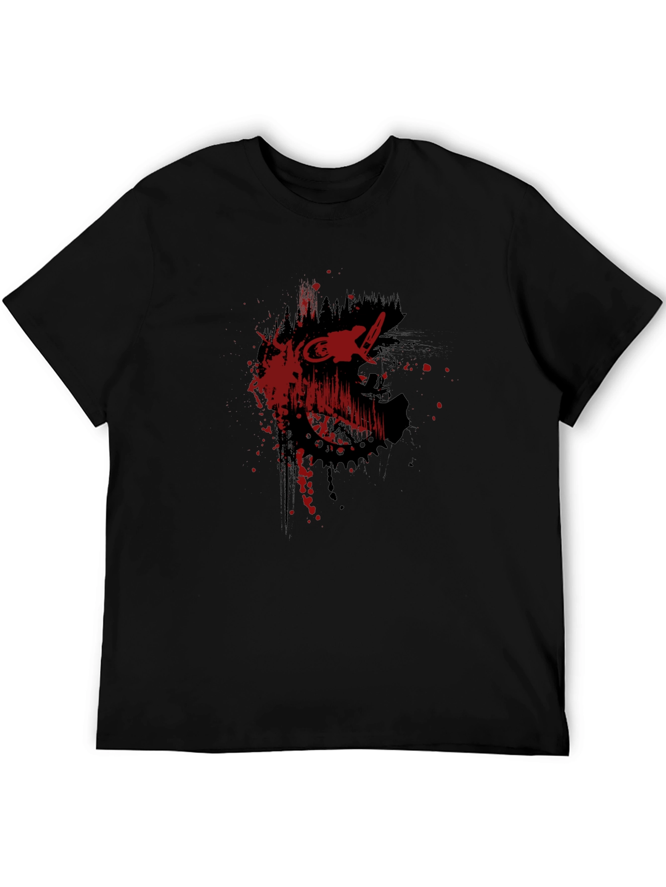 Edgy Black T-Shirt with Red Bike Graphic