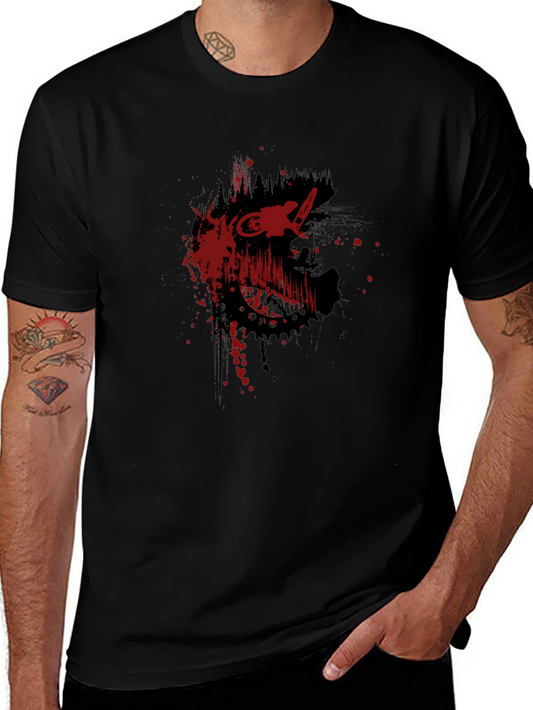 Edgy Black T-Shirt with Red Bike Graphic