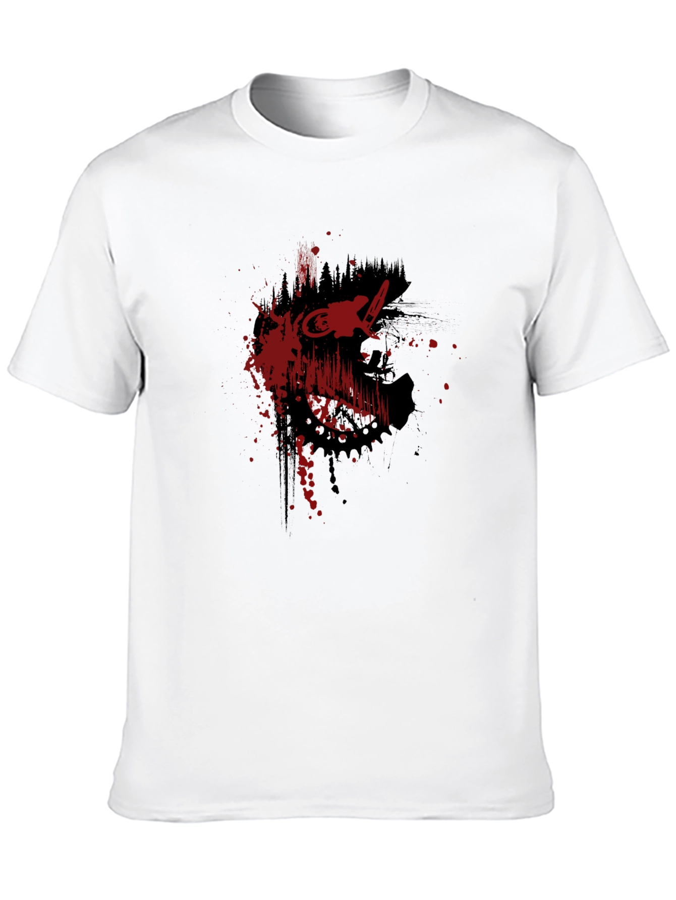 Edgy Black T-Shirt with Red Bike Graphic