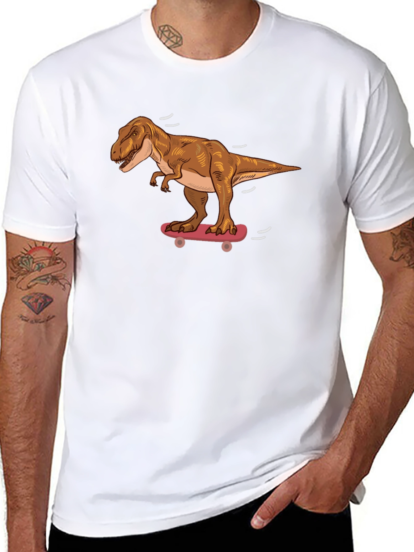 Dinosaur Skateboard T-Shirt - Cool Dino Graphic Tee