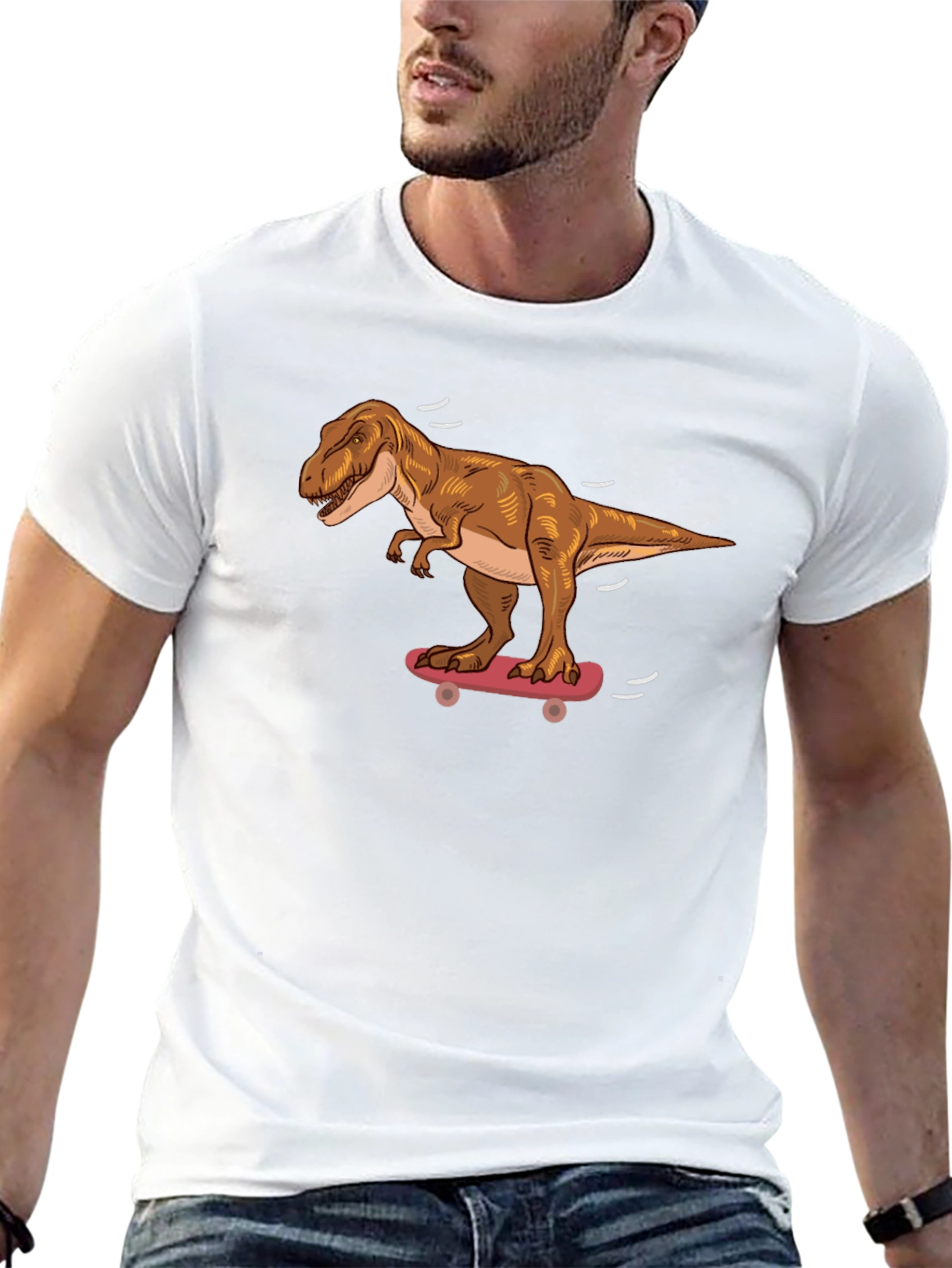 Dinosaur Skateboard T-Shirt - Cool Dino Graphic Tee