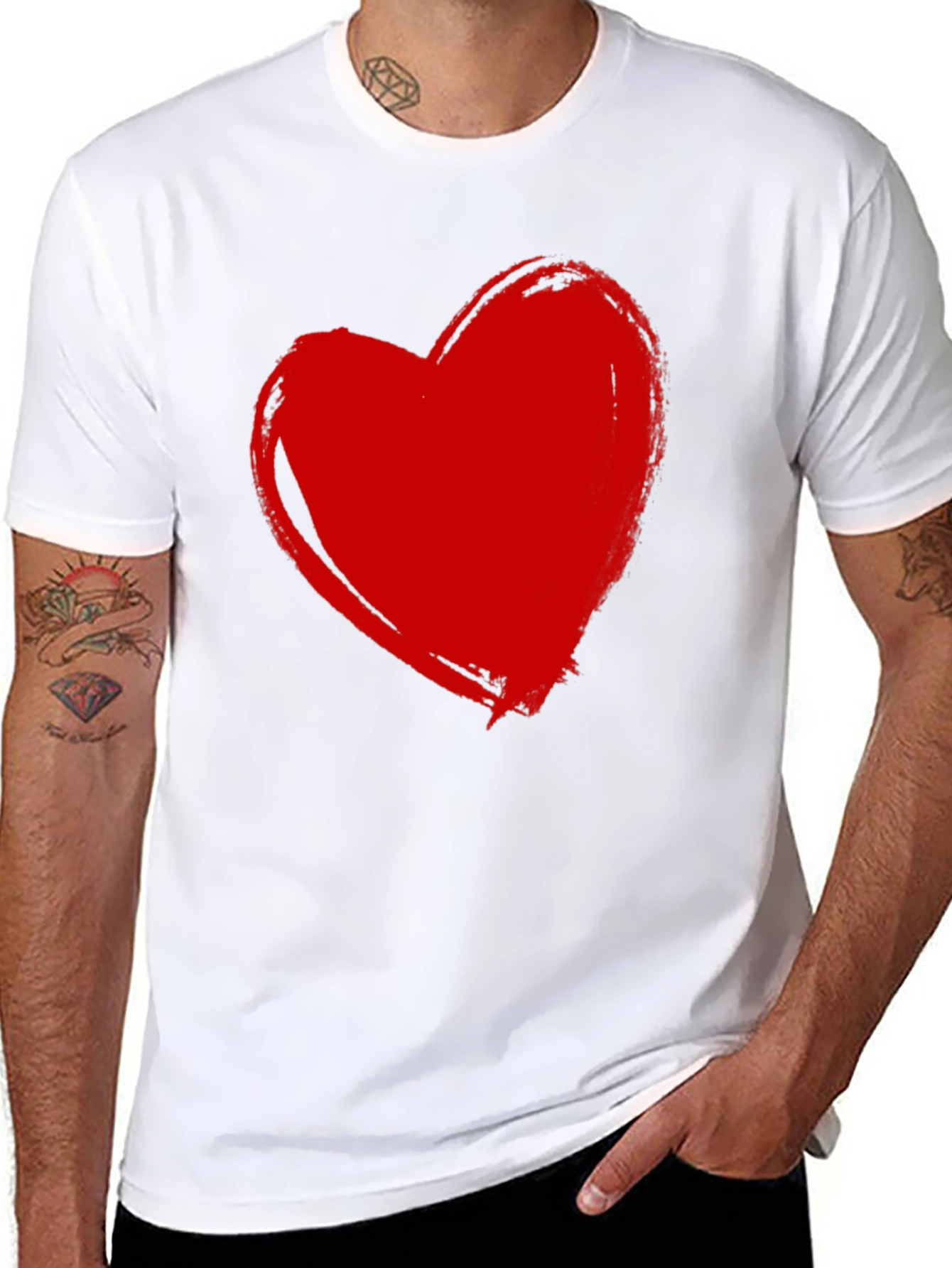 Red Heart Graphic Black T-Shirt