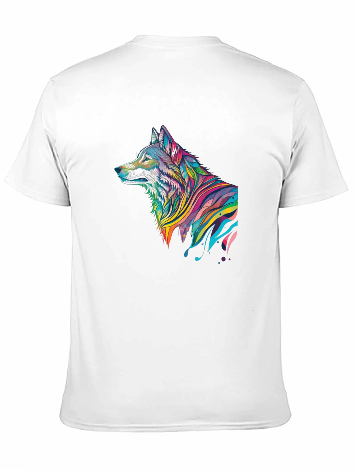 Vibrant Wolf Graphic Black T-Shirt