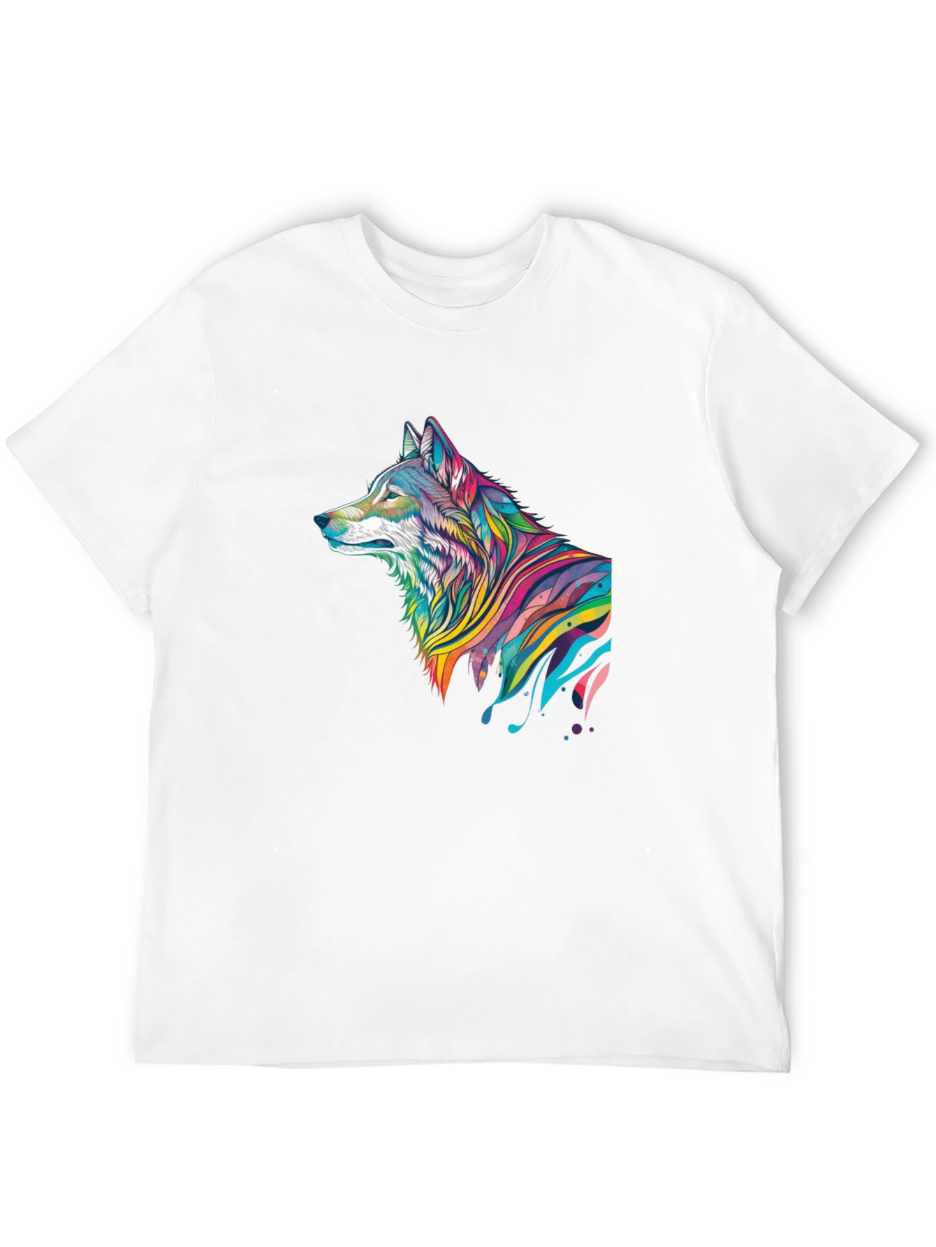 Vibrant Wolf Graphic Black T-Shirt