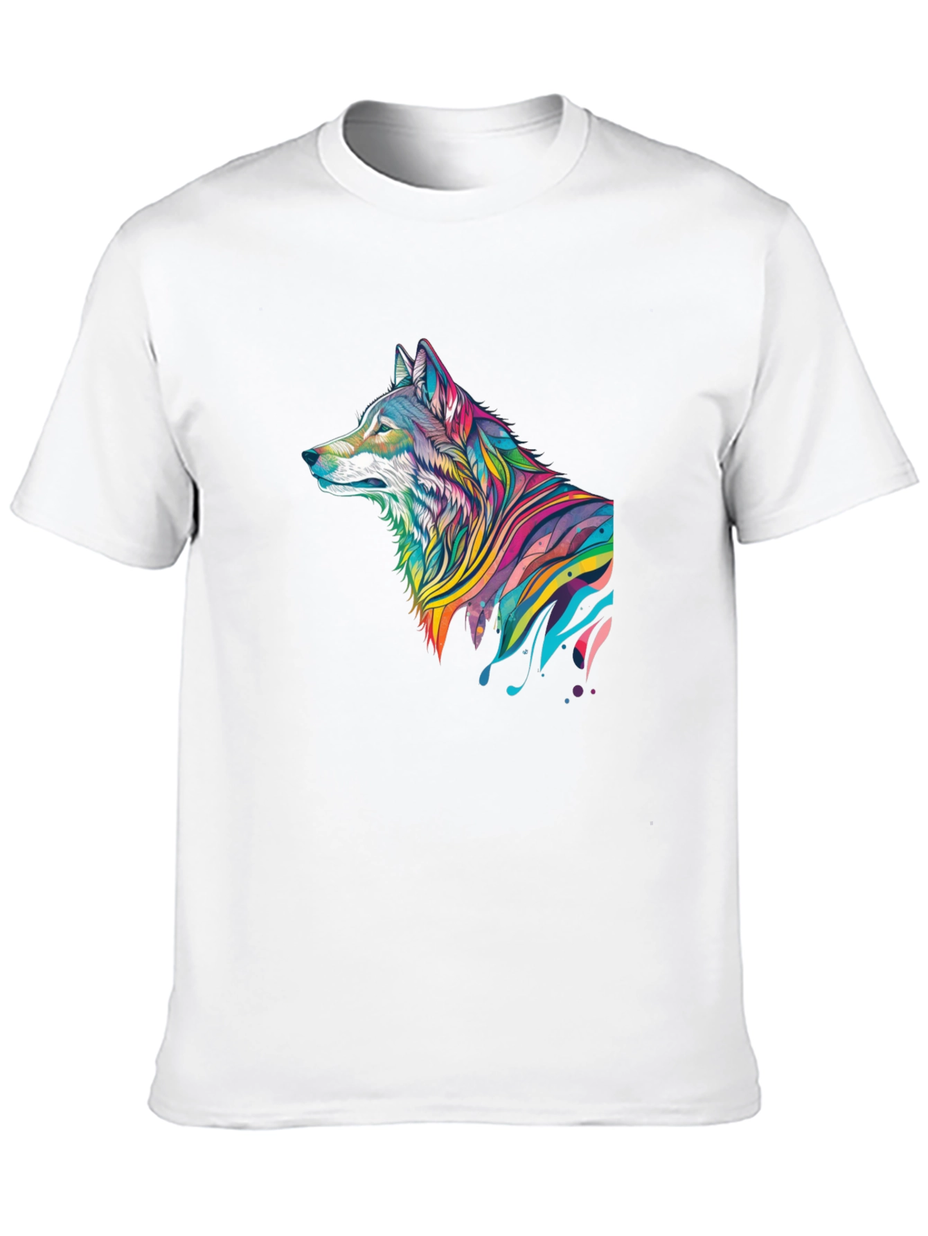 Vibrant Wolf Graphic Black T-Shirt
