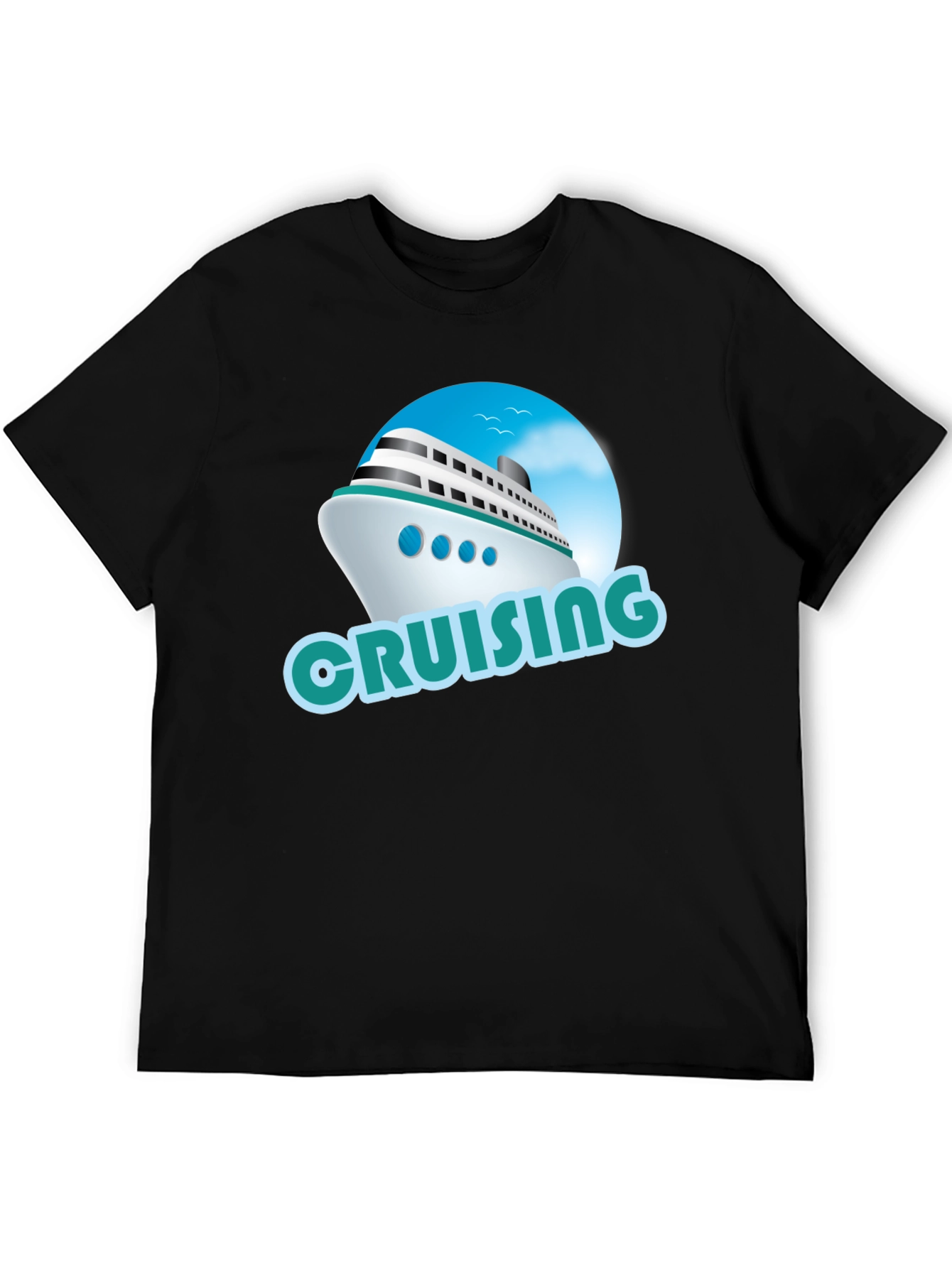 Cruising Ship Graphic T-Shirt - Black