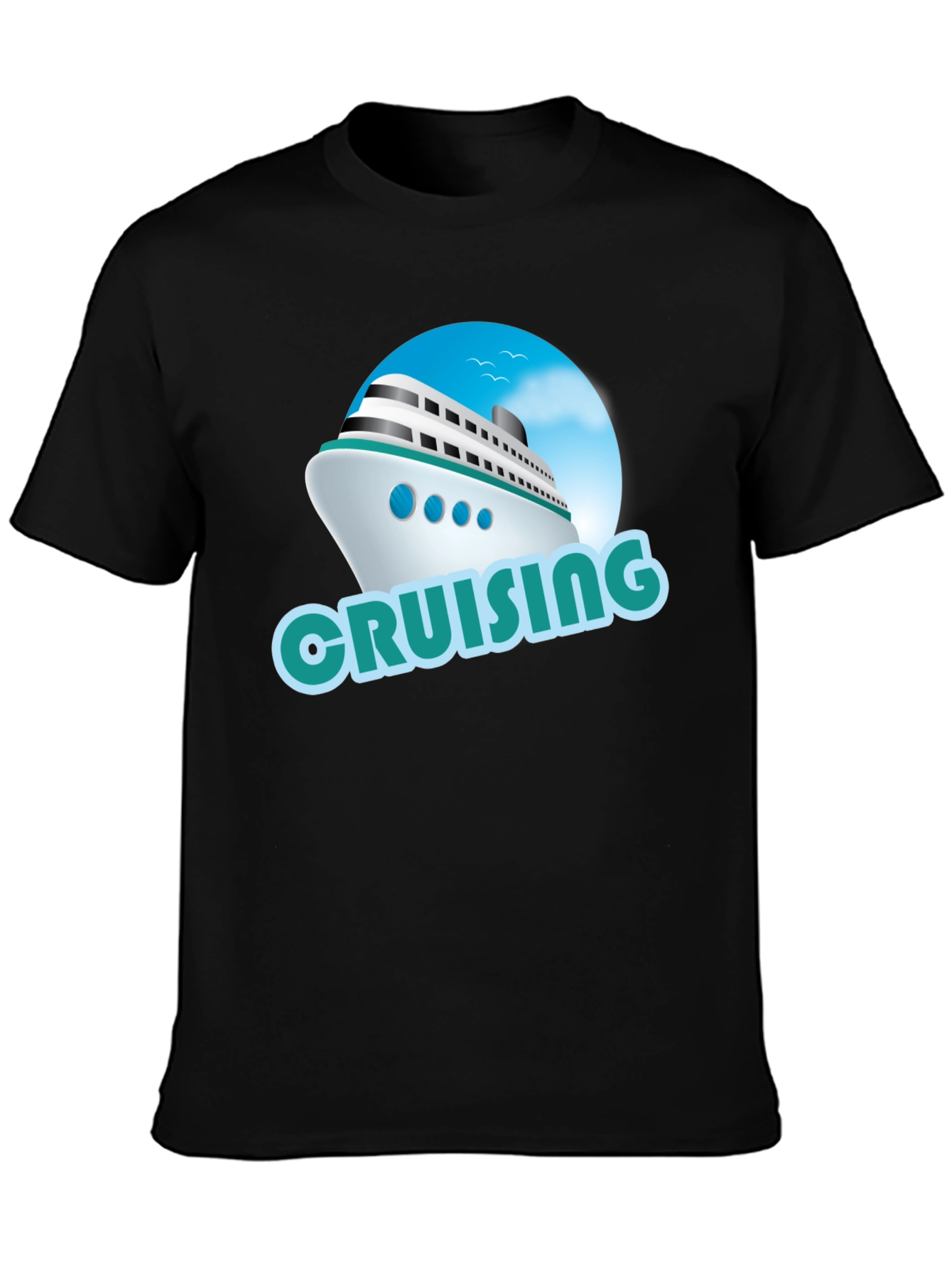 Cruising Ship Graphic T-Shirt - Black