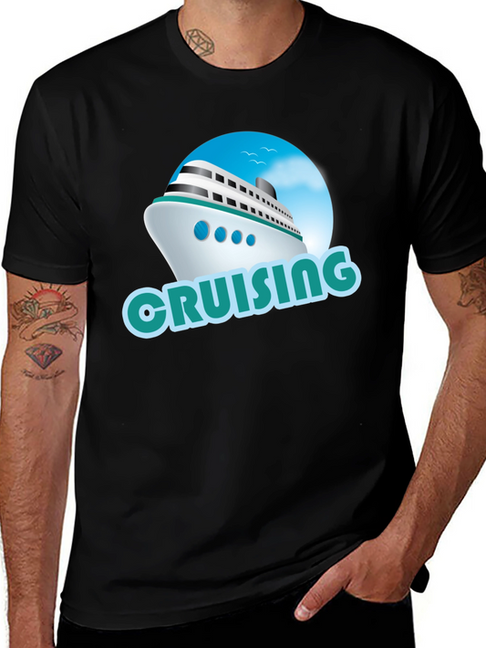 Cruising Ship Graphic T-Shirt - Black
