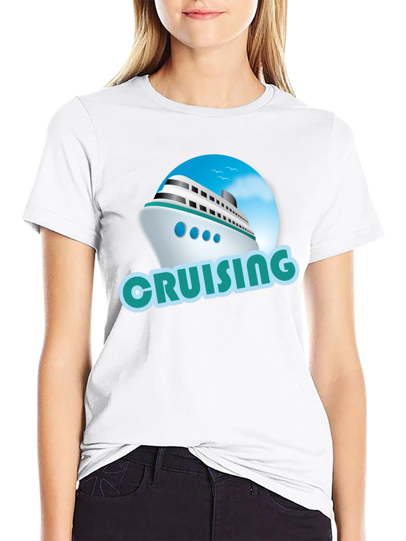 Cruising Ship Graphic T-Shirt - Black
