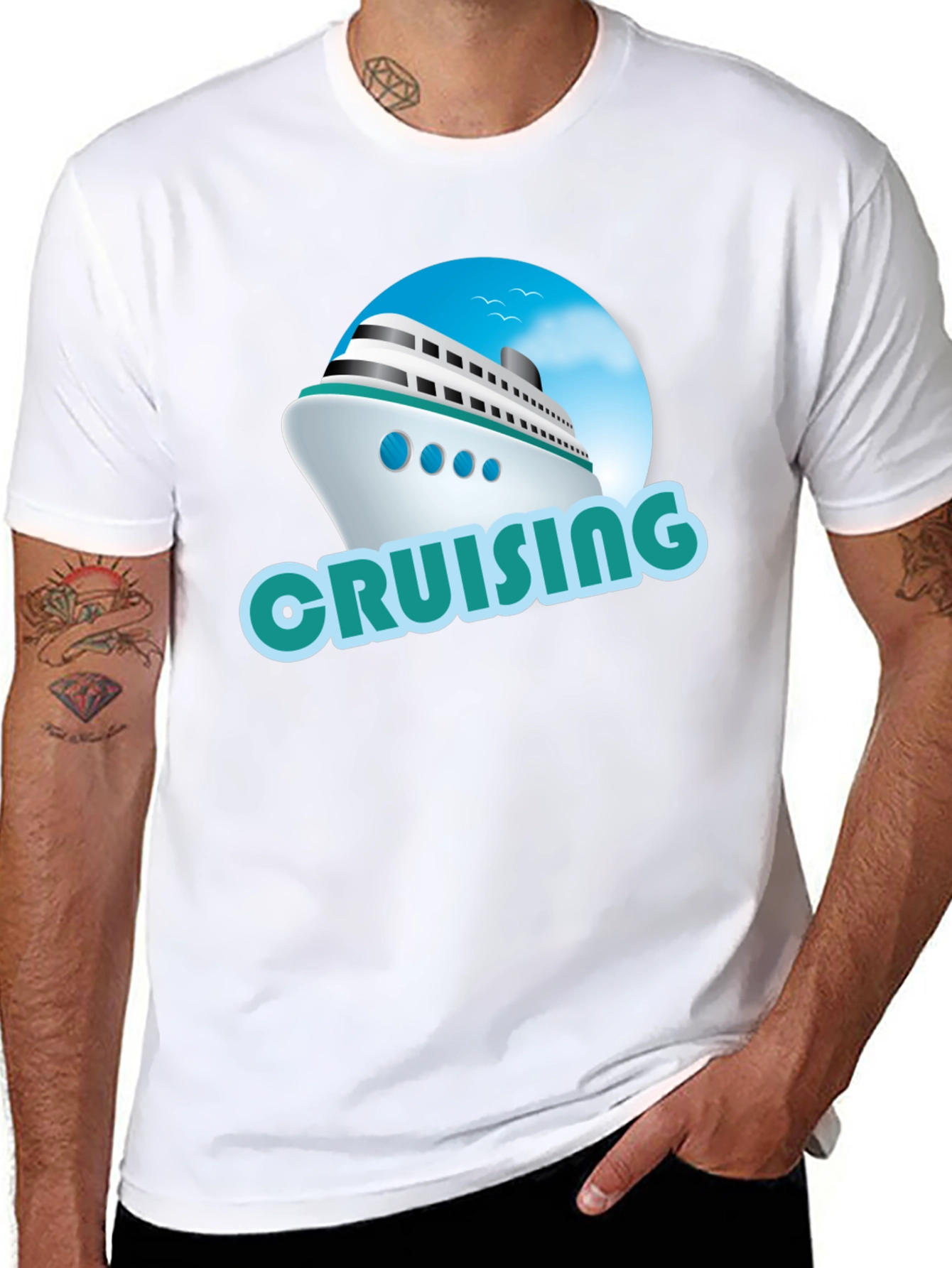 Cruising Ship Graphic T-Shirt - Black