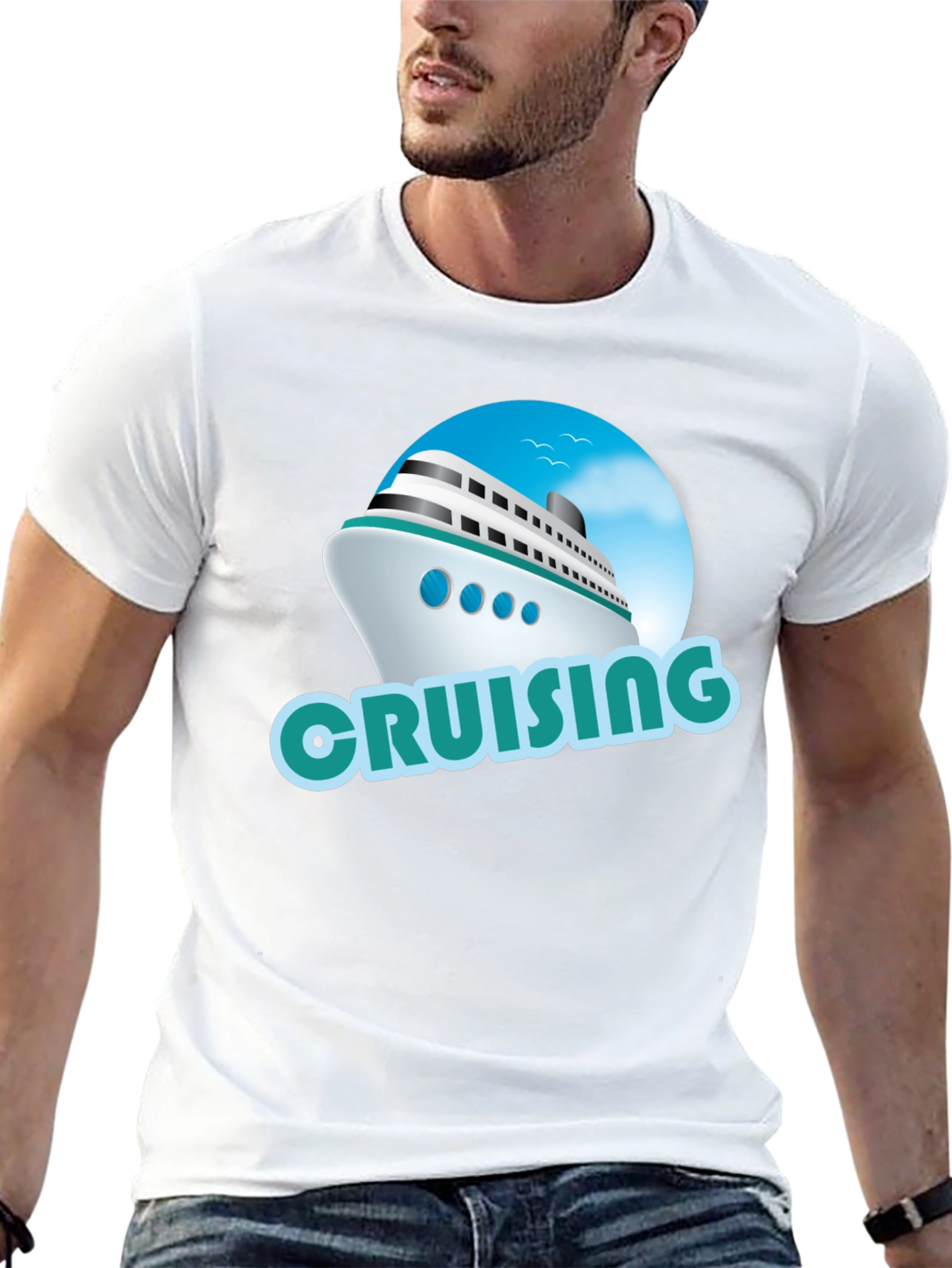 Cruising Ship Graphic T-Shirt - Black