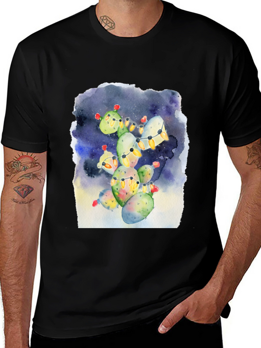 Festive Cactus Tee - Holiday Lights Design